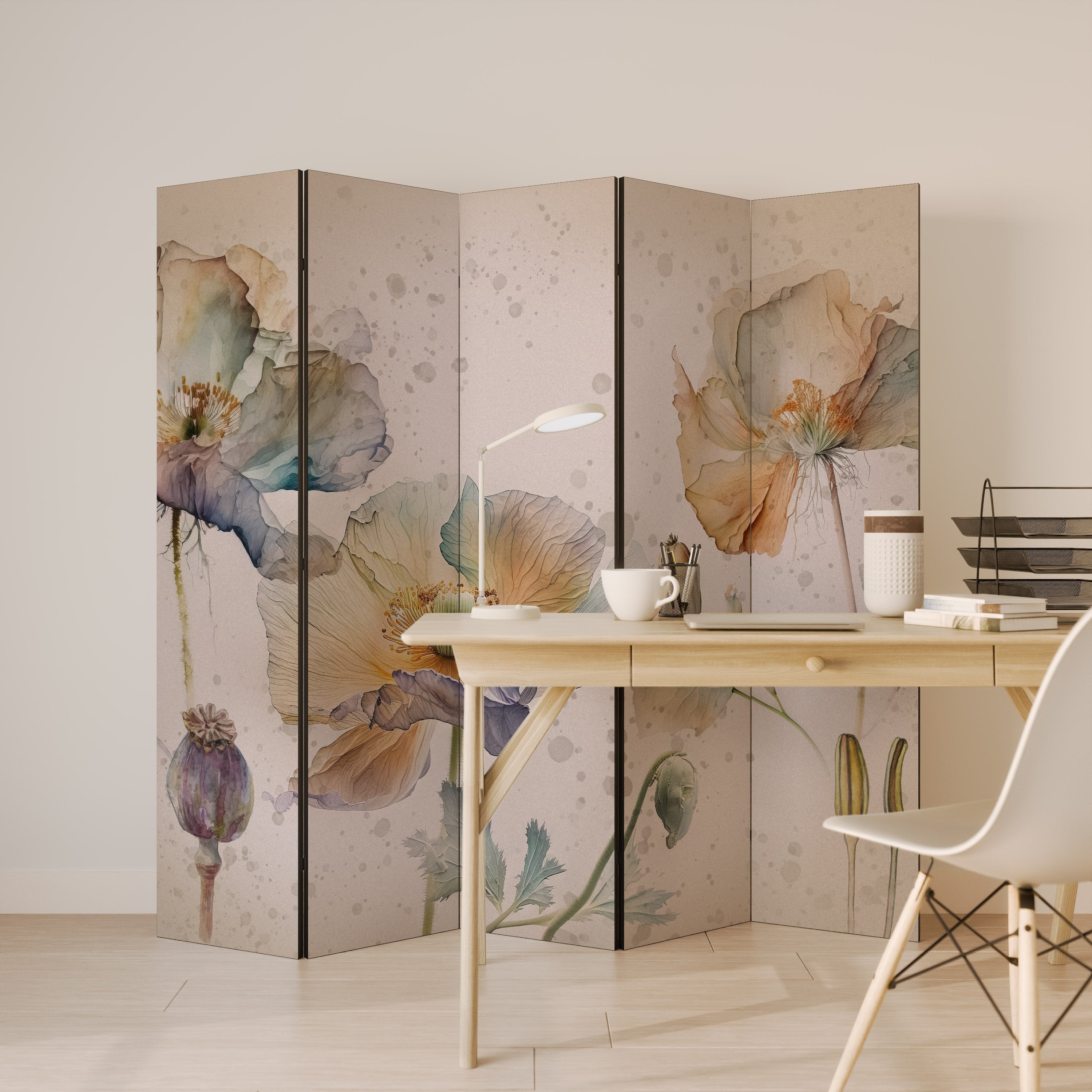 SOFTEN POPPY Dekorativer 5-teiliger Raumteiler