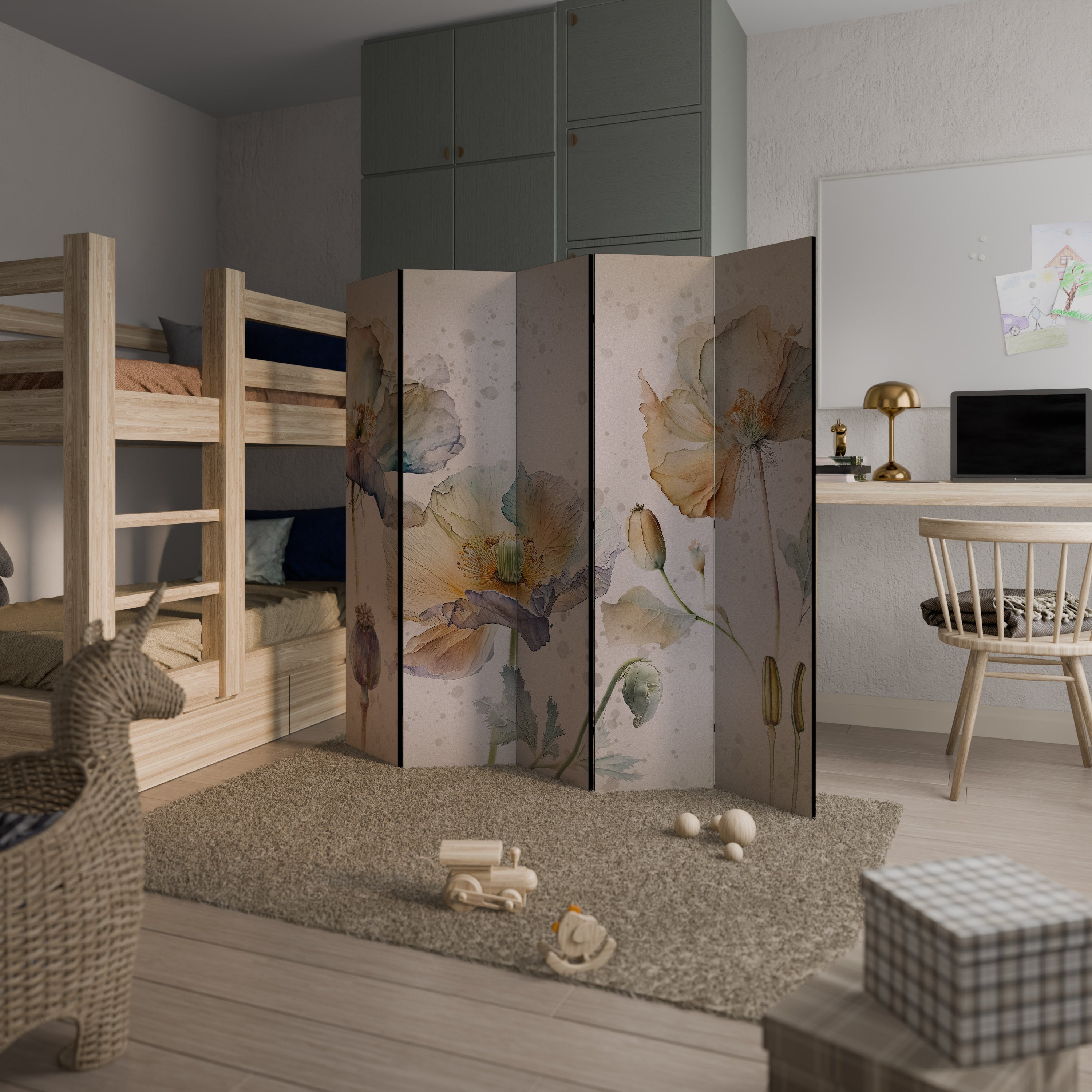 SOFTEN POPPY Dekorativer 5-teiliger Raumteiler