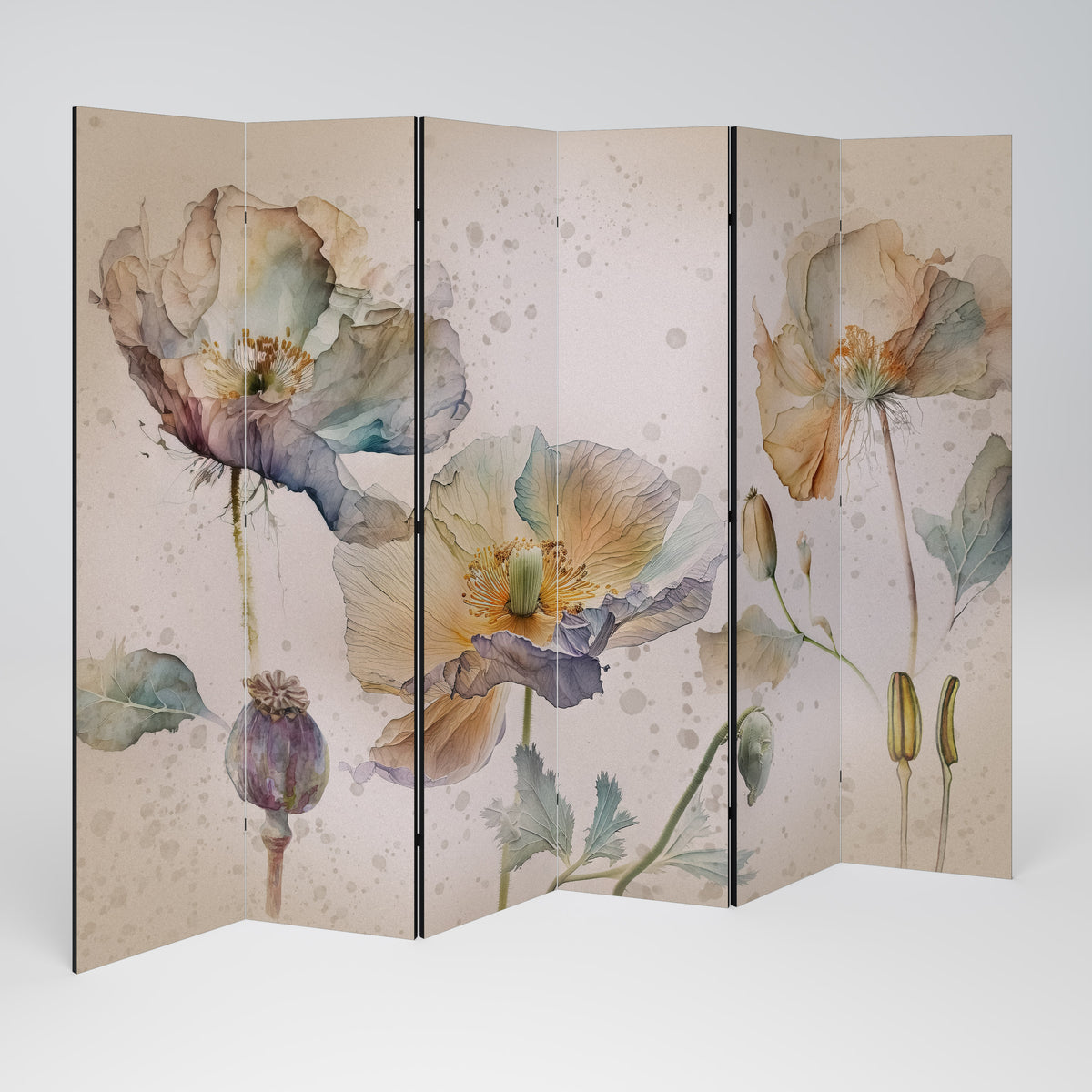 SOFTEN POPPY 6-teiliger Paravent