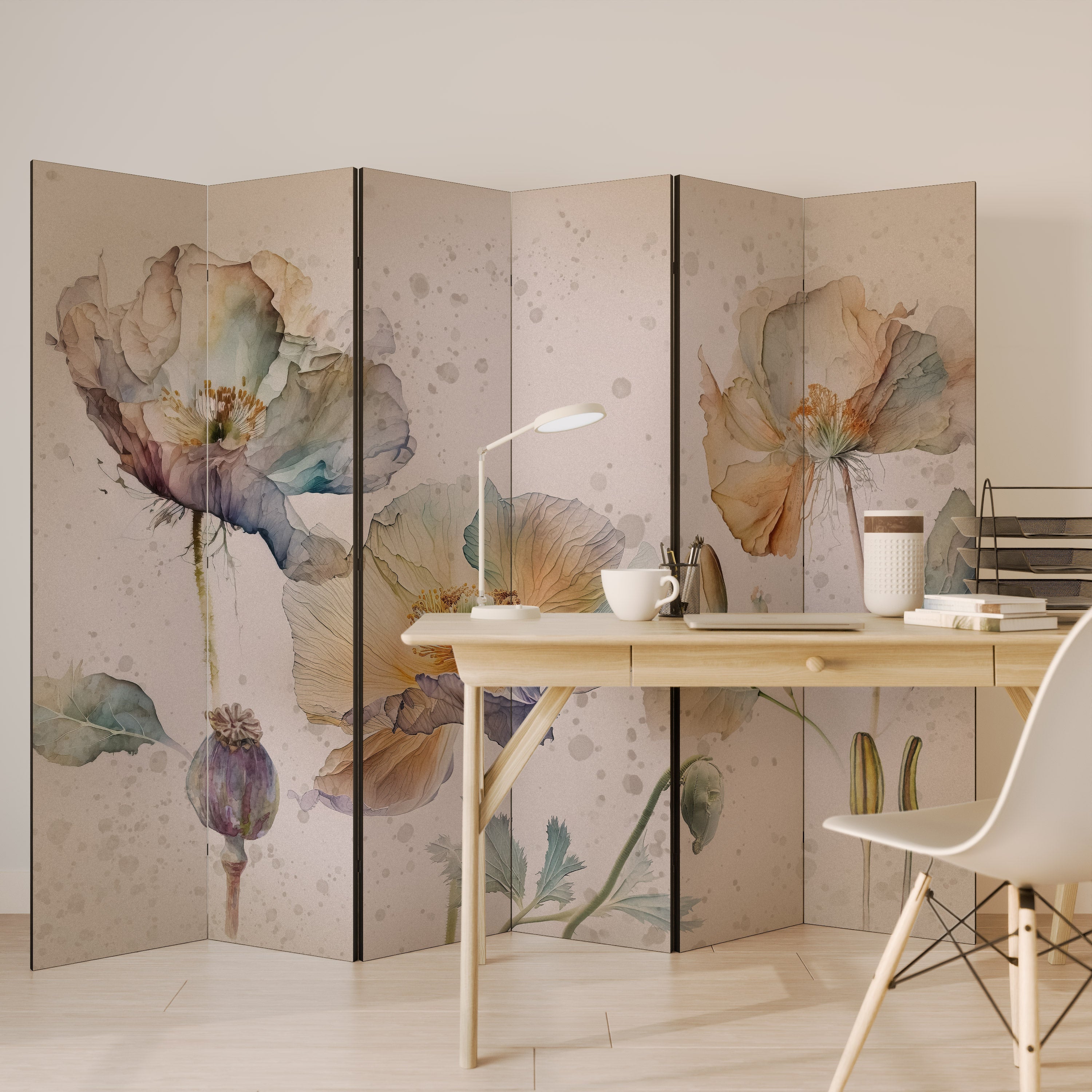 SOFTEN POPPY Dekorativer 6-teiliger Raumteiler
