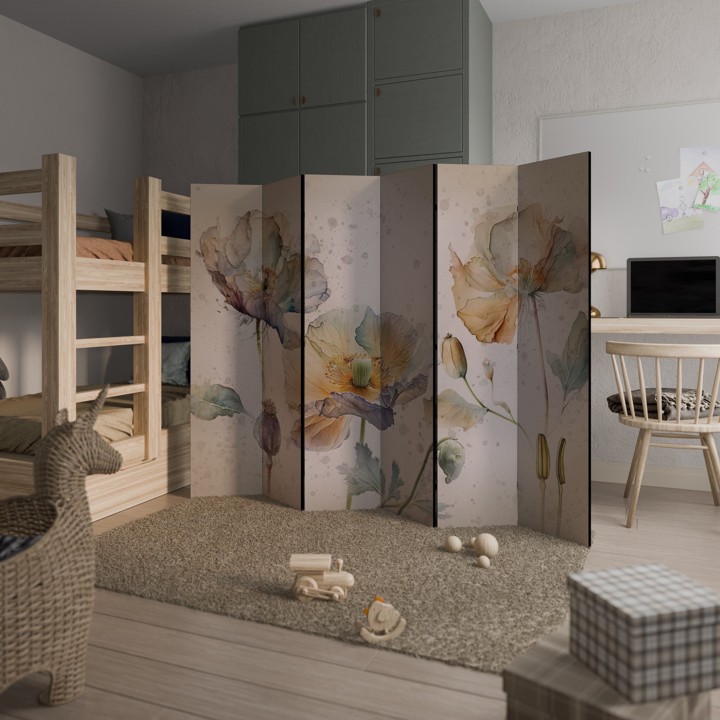 SOFTEN POPPY Dekorativer 6-teiliger Raumteiler