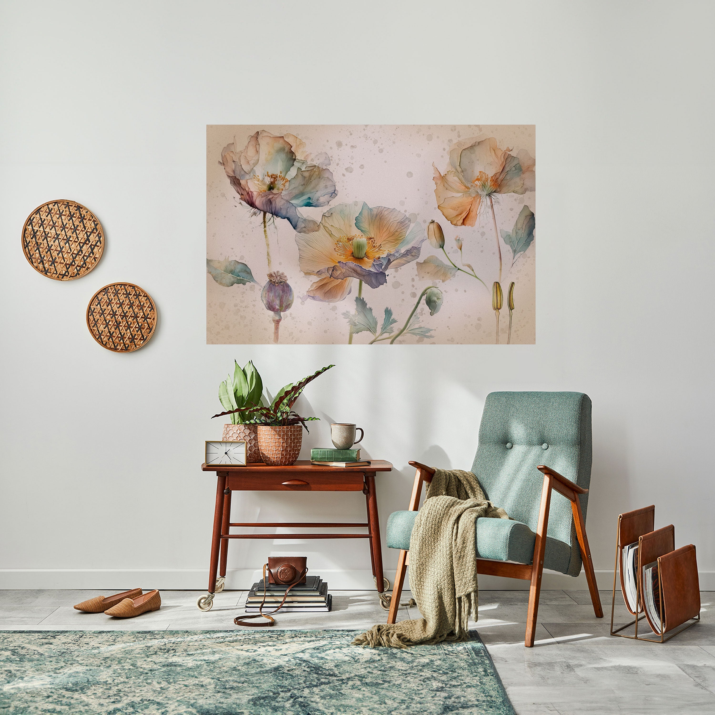 SOFTEN POPPY Horizontales Poster zum Abziehen und Aufkleben