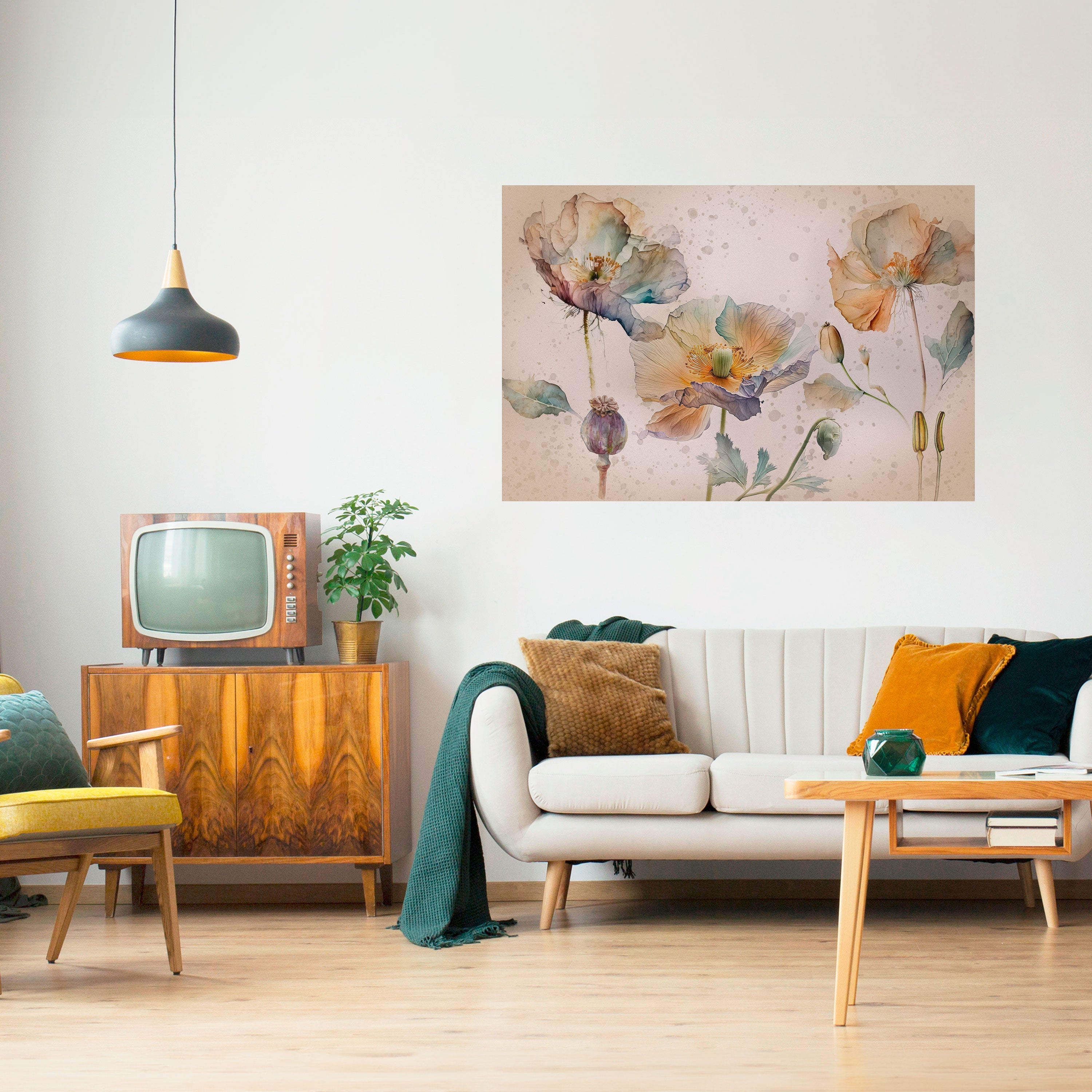SOFTEN POPPY Horizontales Poster zum Abziehen und Aufkleben