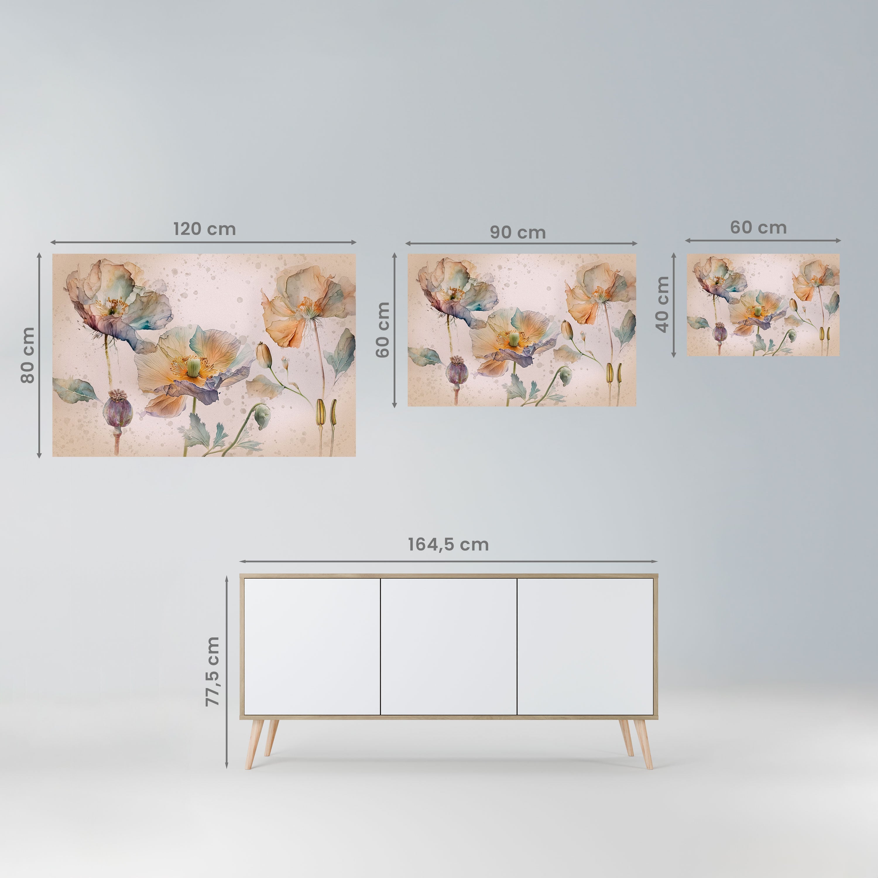 SOFTEN POPPY Horizontales Poster zum Abziehen und Aufkleben