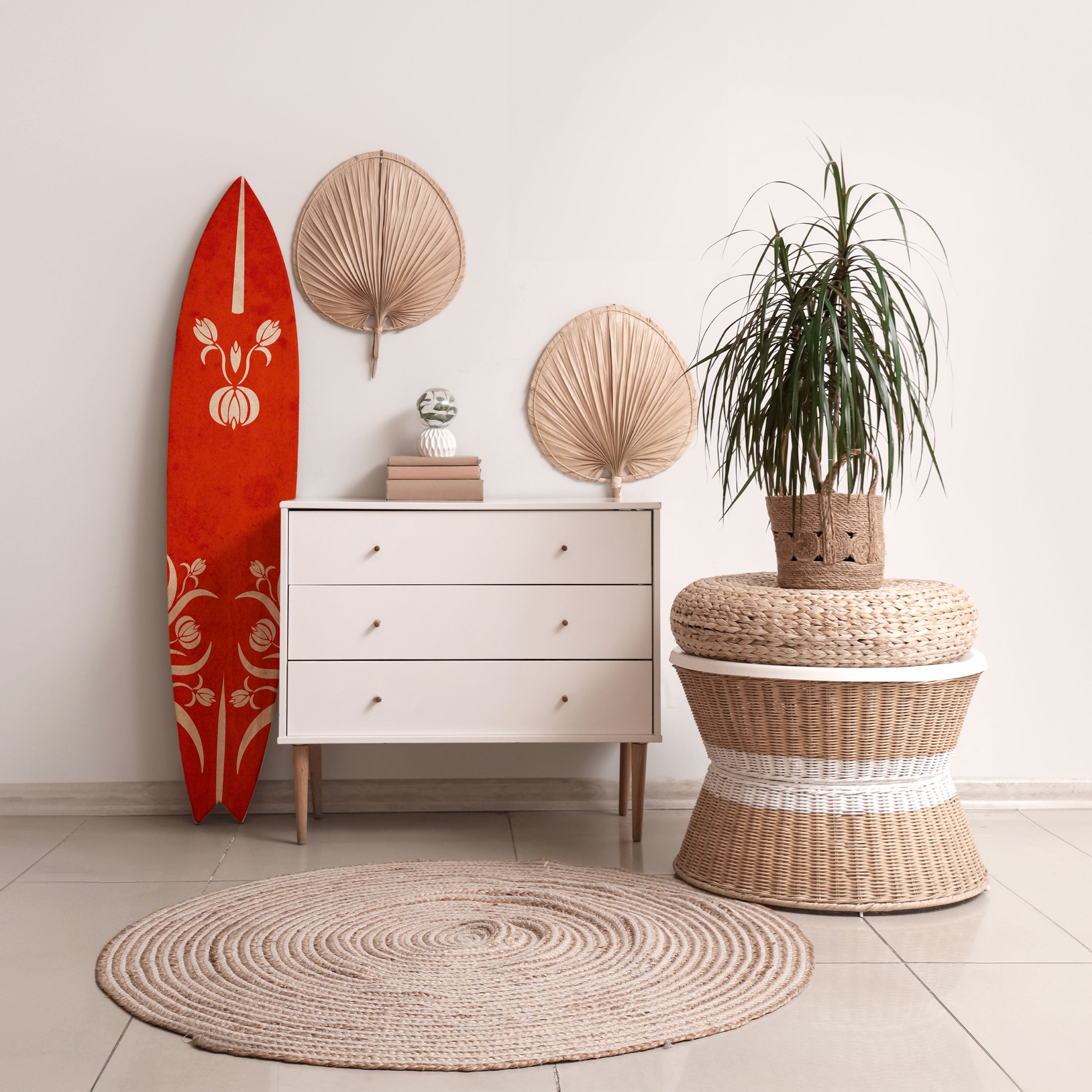 FLOWERY ORNATE Deko-Surfboard