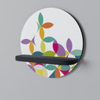 PIXEL BLOSSOM Round Art Shelf In Black Finish