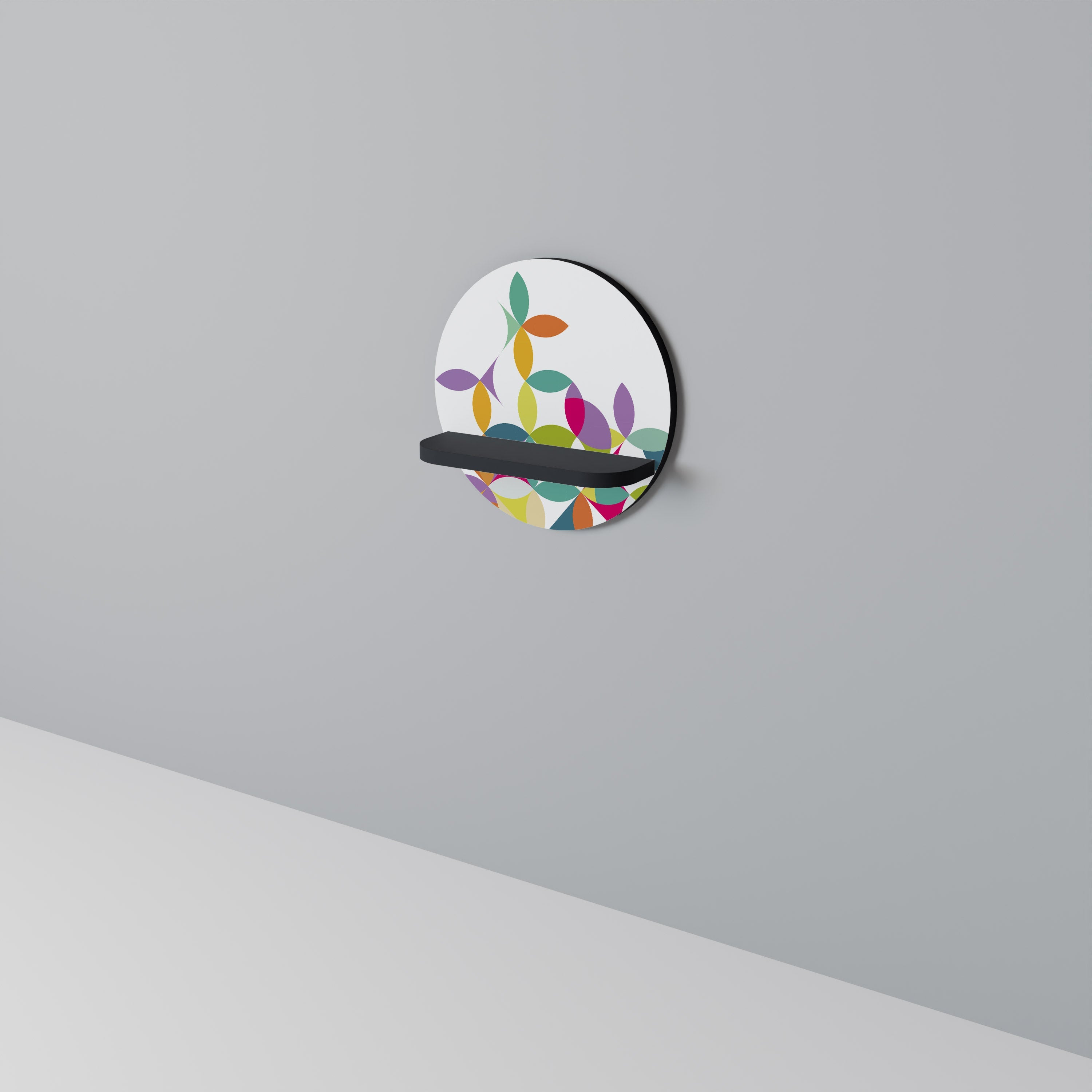 PIXEL BLOSSOM Rundes Kunstregal in Schwarz