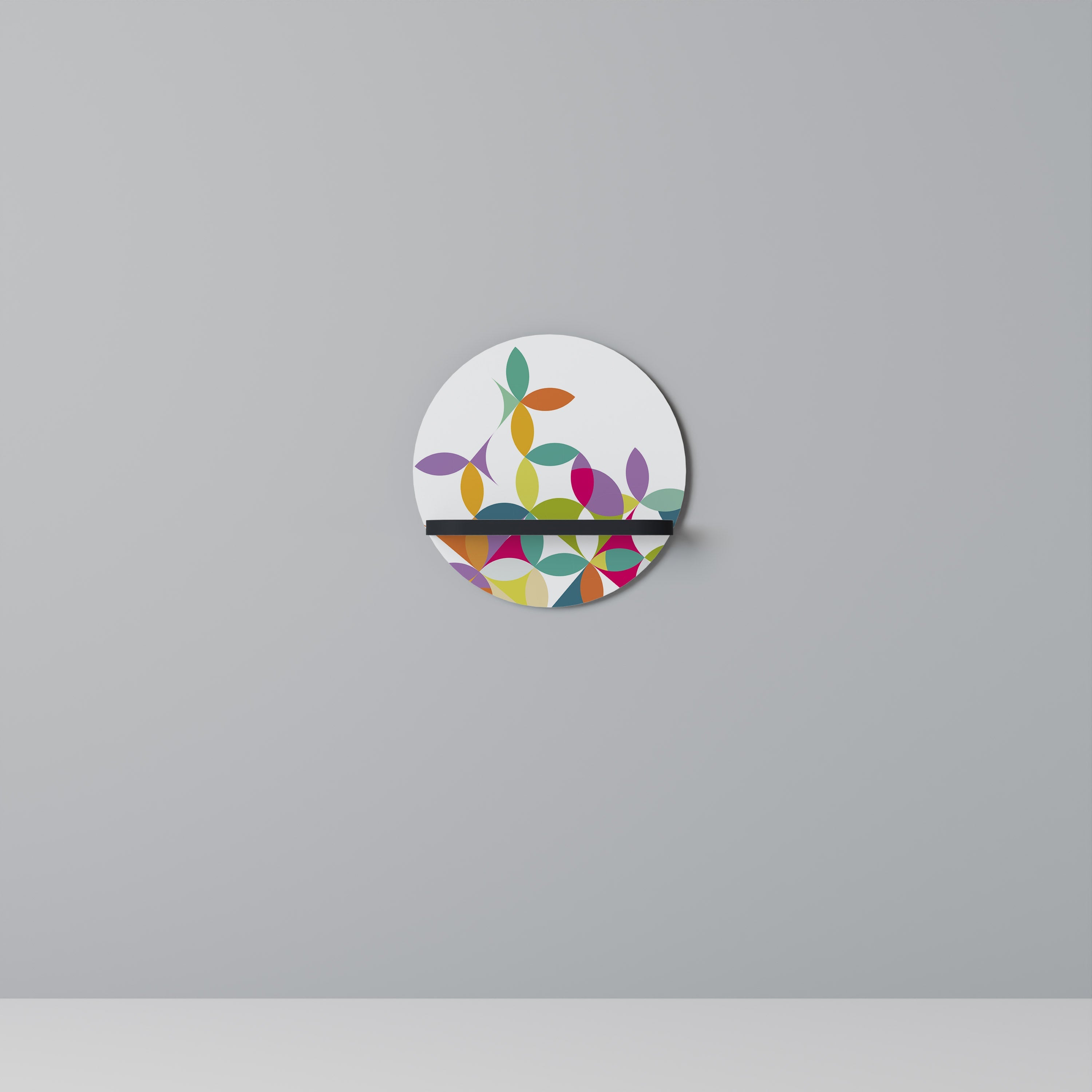 PIXEL BLOSSOM Rundes Kunstregal in Schwarz