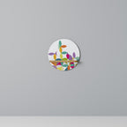 PIXEL BLOSSOM Rundes Kunstregal in Eiche-Optik