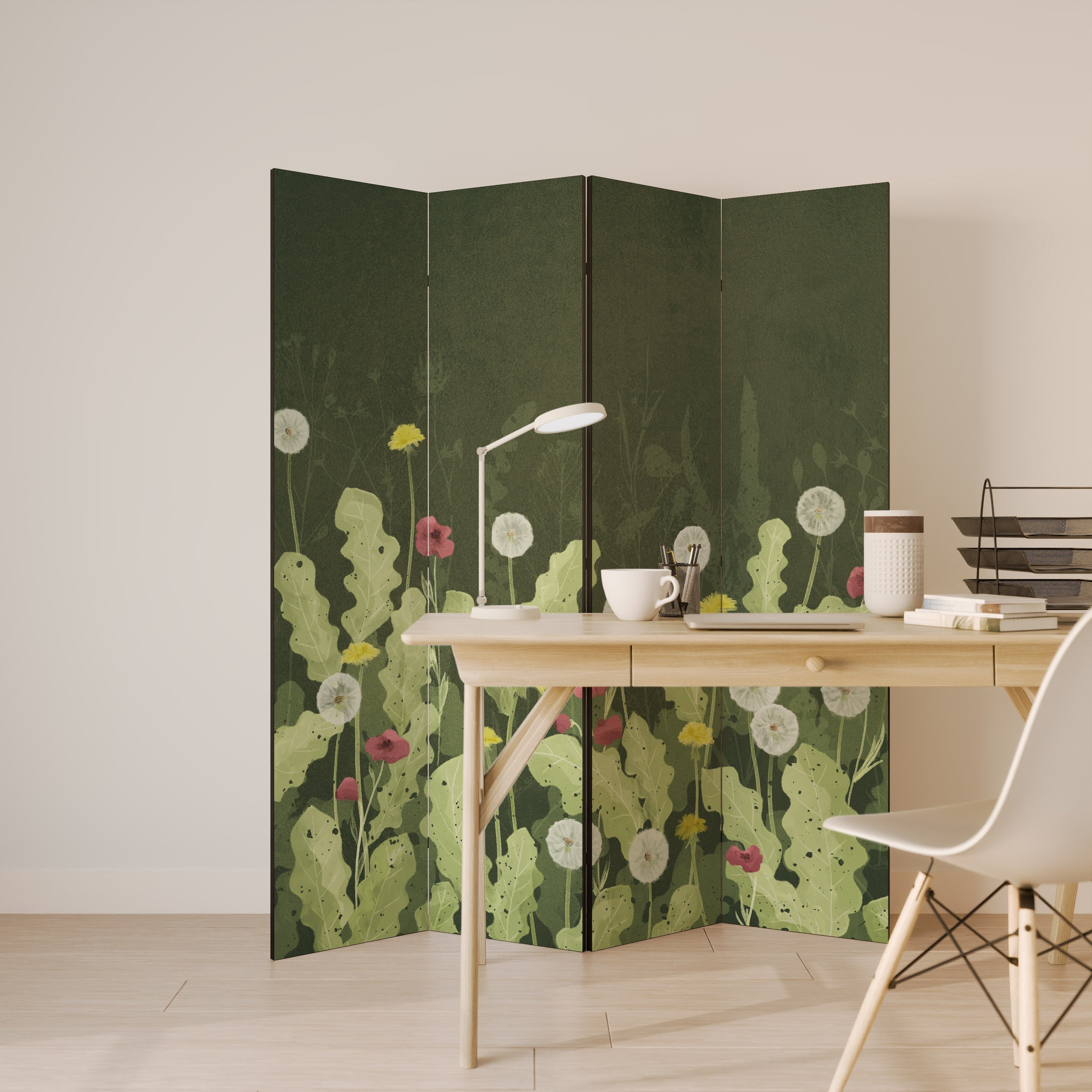 DANDELION AMUSE Dekorativer 4-teiliger Raumteiler