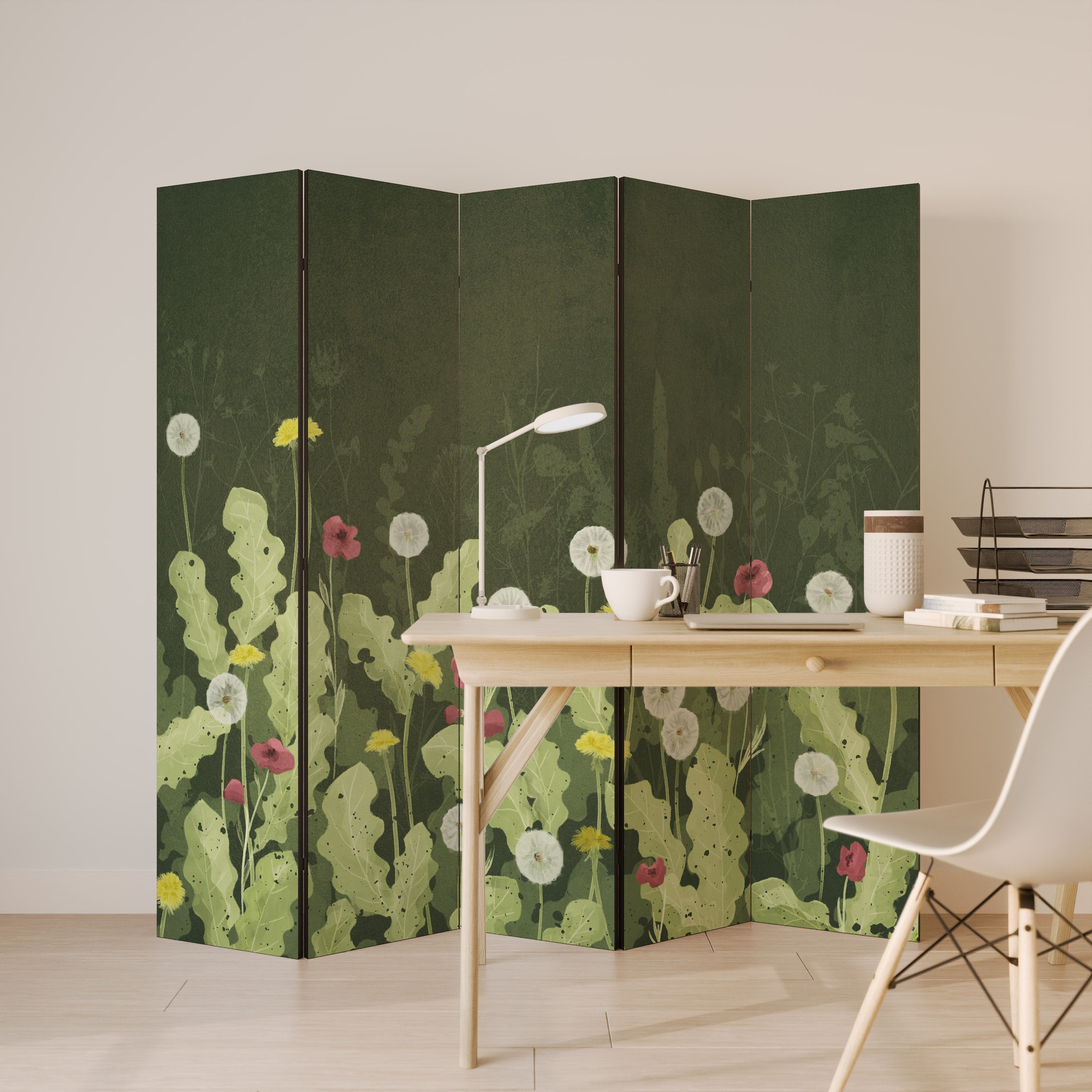 DANDELION AMUSE Dekorativer 5-teiliger Raumteiler