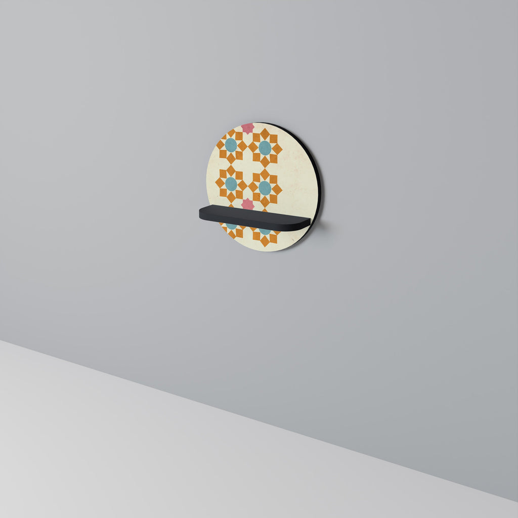 FLORAL DECOR Round Art Shelf In Black Finish