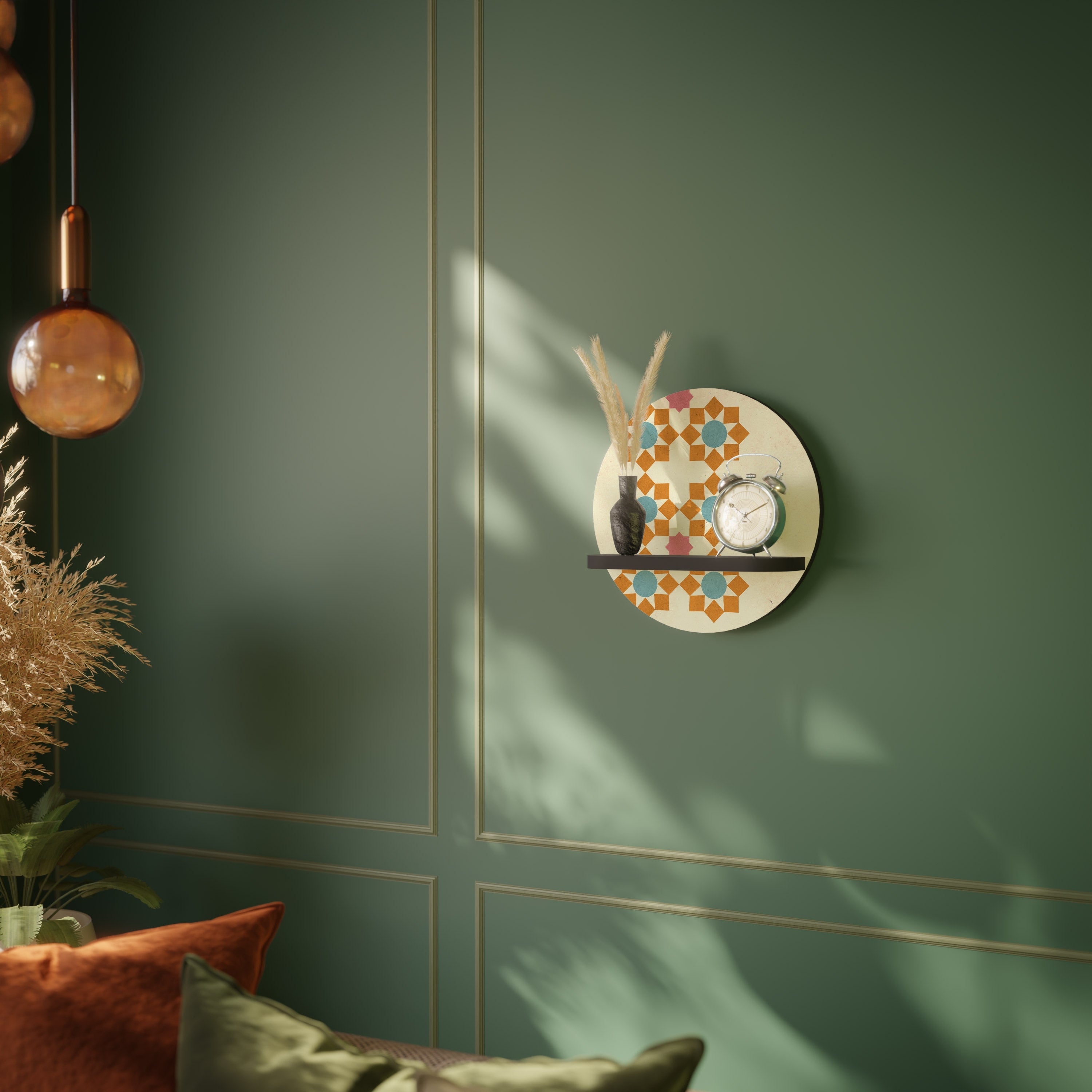 FLORAL DECOR Rundes Kunstregal in Schwarz