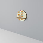 FLORAL DECOR Round Art Shelf In Oak Effect