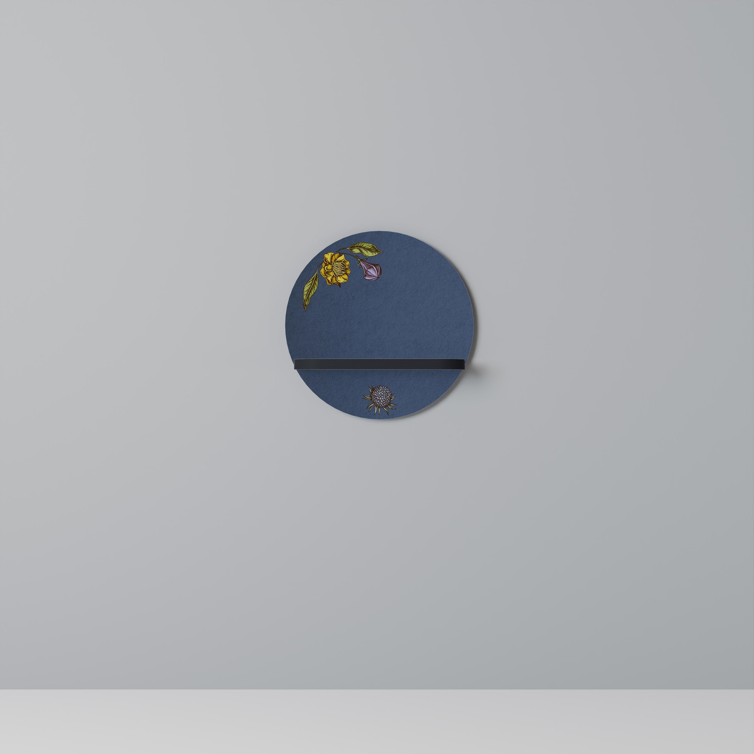 MIDNIGHT FLORA Rundes Kunstregal in Schwarz