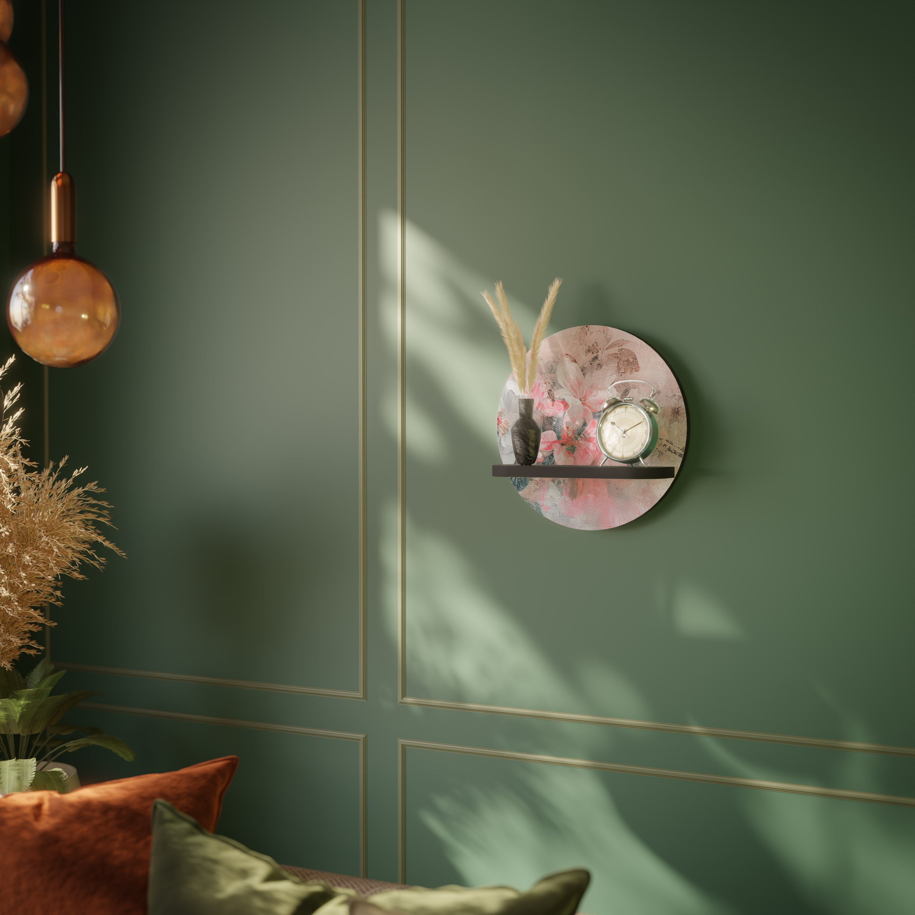 CHERRY BLOSSOM Rundes Kunstregal in Schwarz