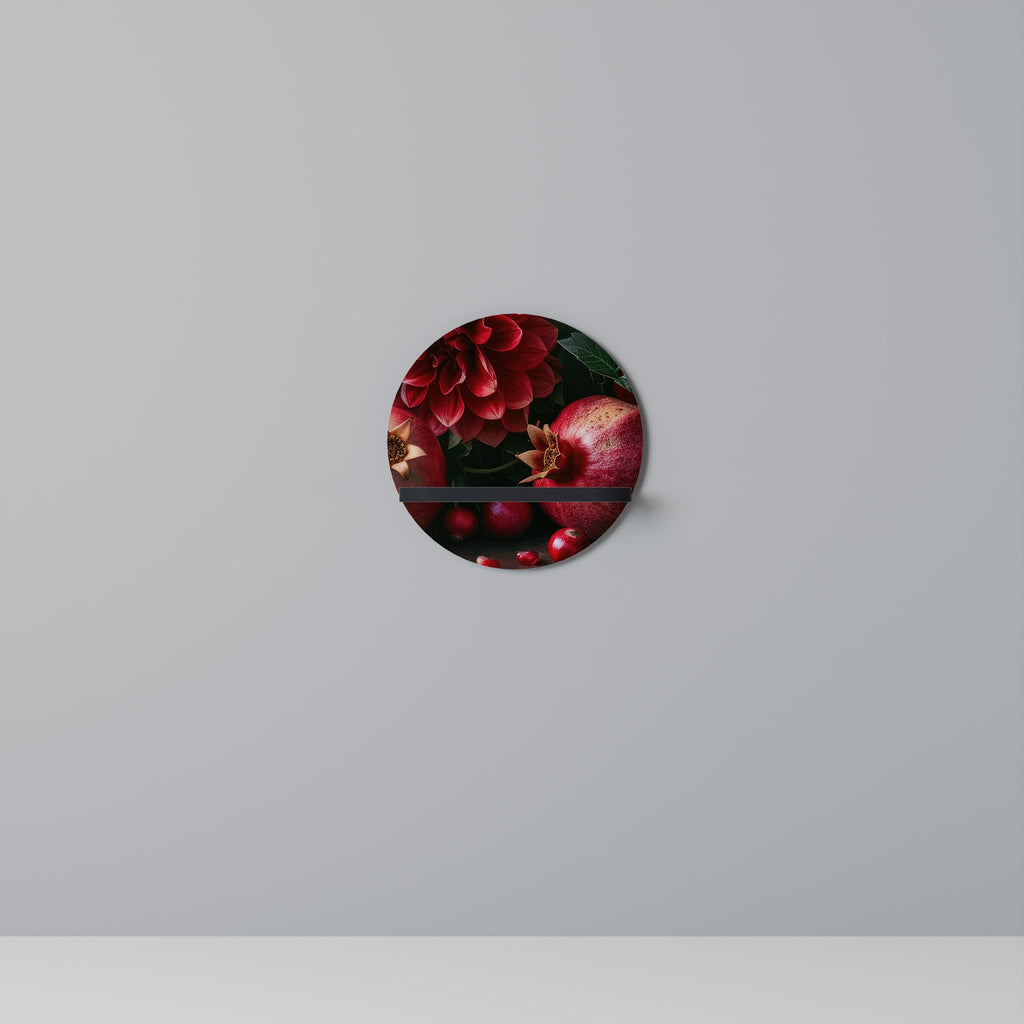 DAHLIAS AND POMEGRANATES Rundes Kunstregal in Schwarz