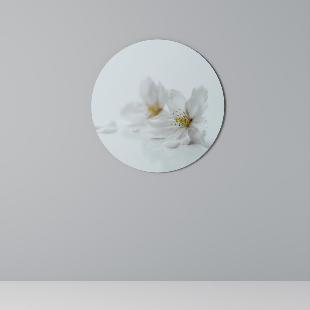 FLEETING WHITE PETALS Runde Wandkunst