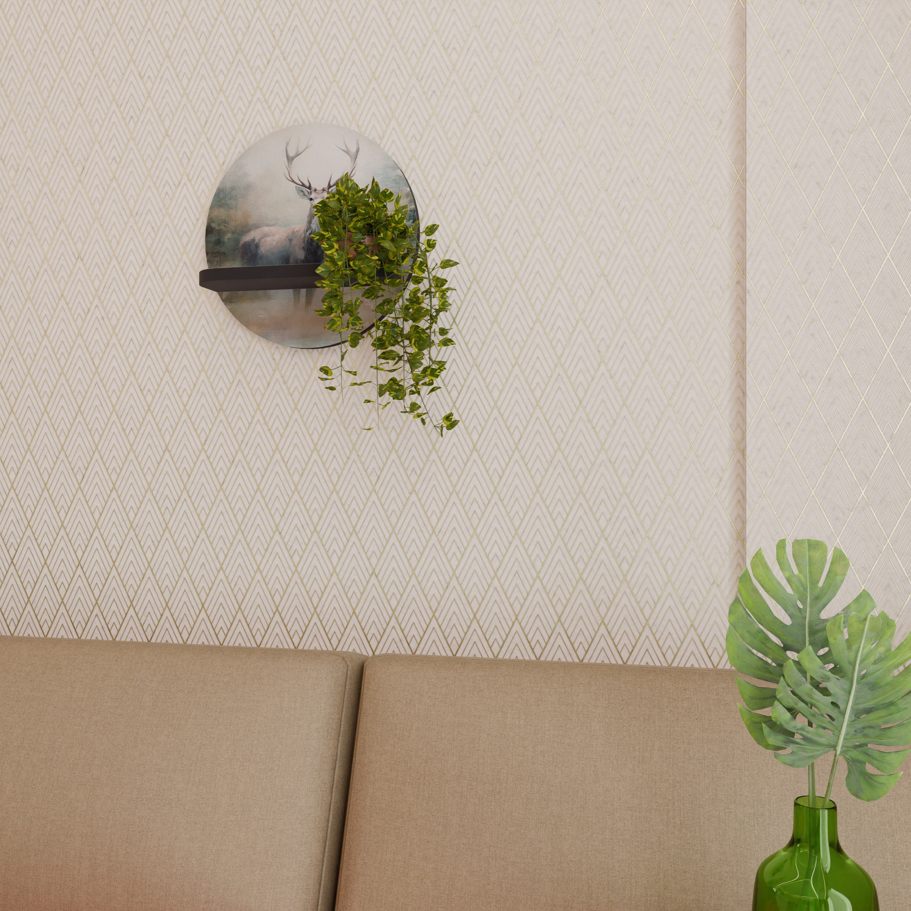 FOREST KING Rundes Kunstregal in Schwarz