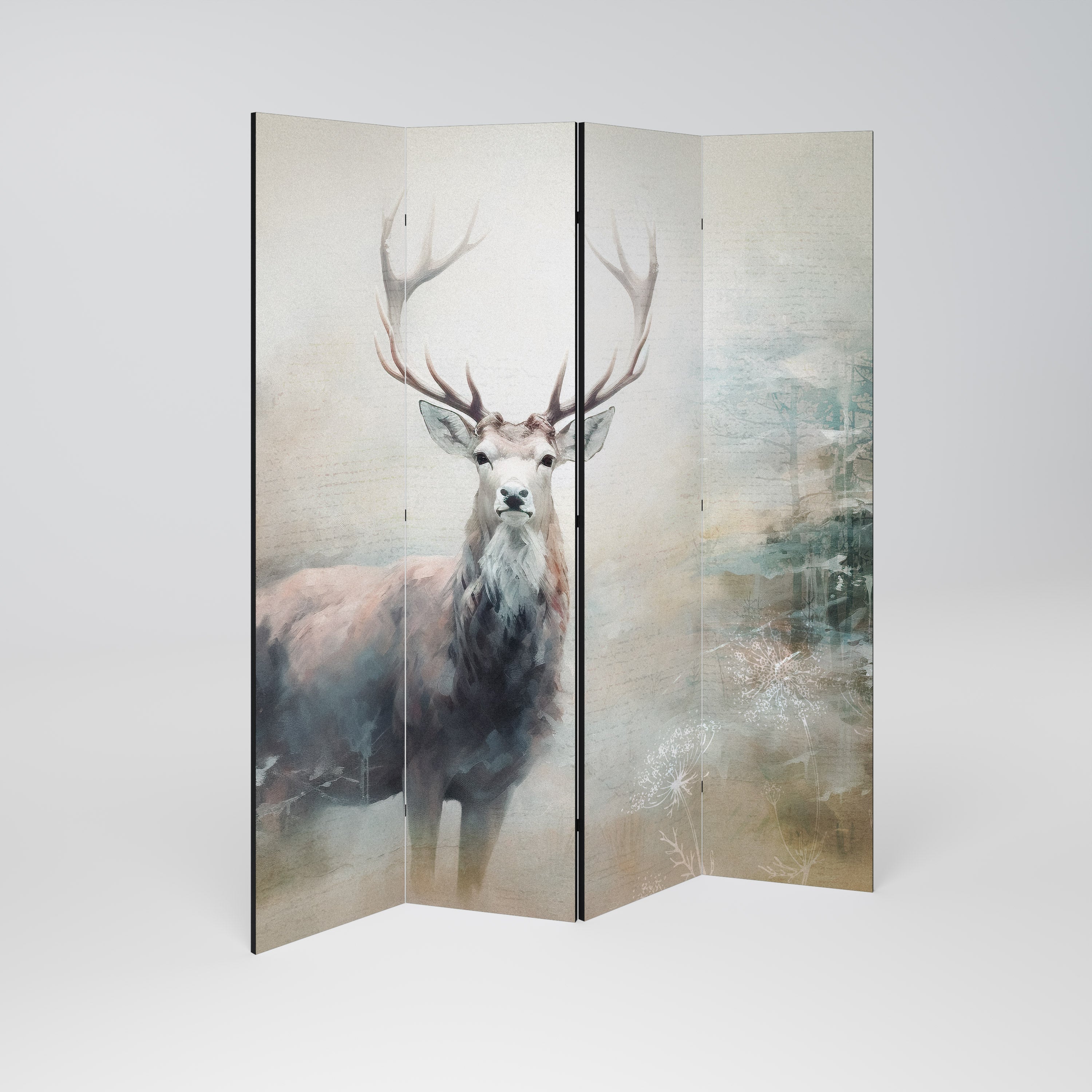 FOREST KING Dekorativer 4-teiliger Raumteiler