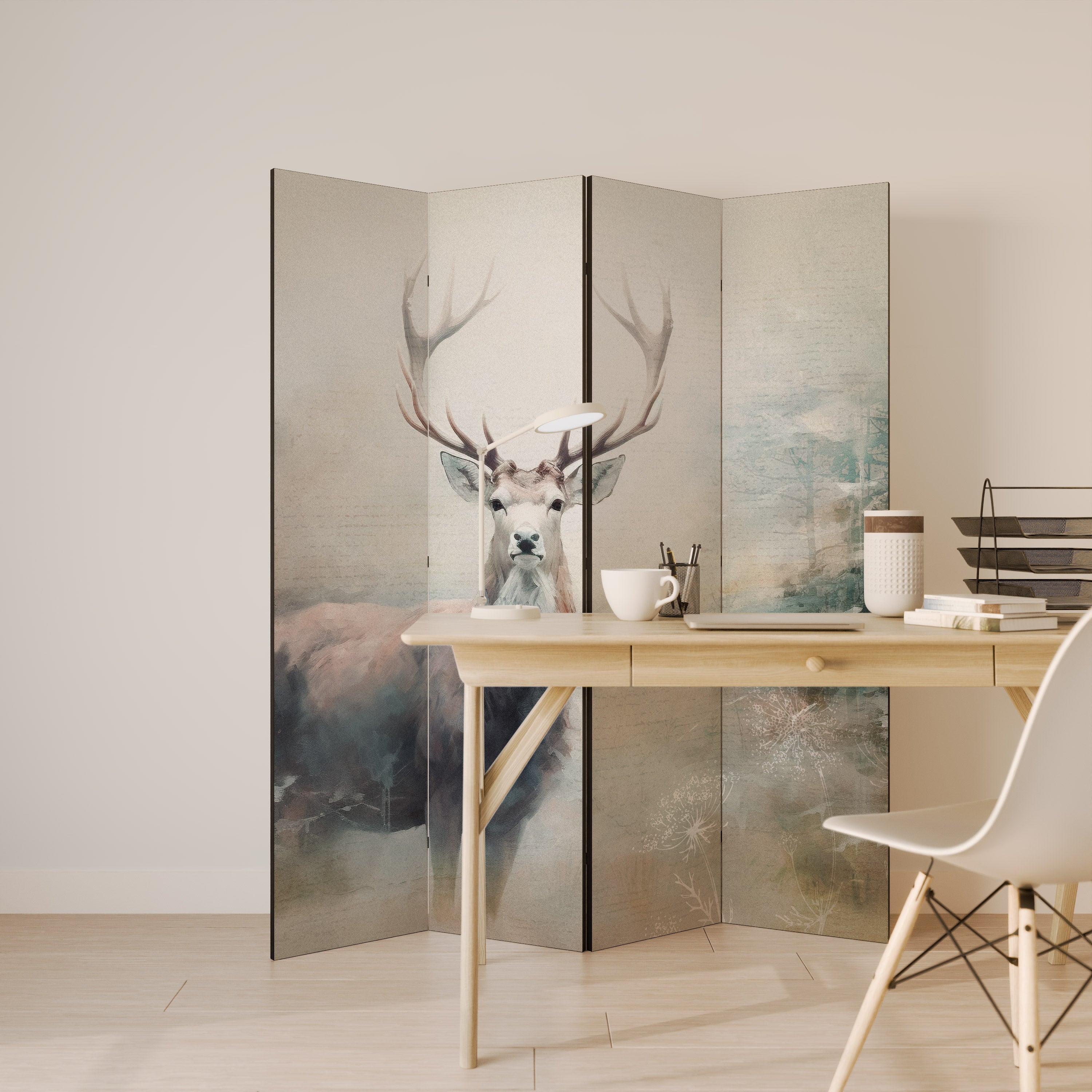 FOREST KING Dekorativer 4-teiliger Raumteiler