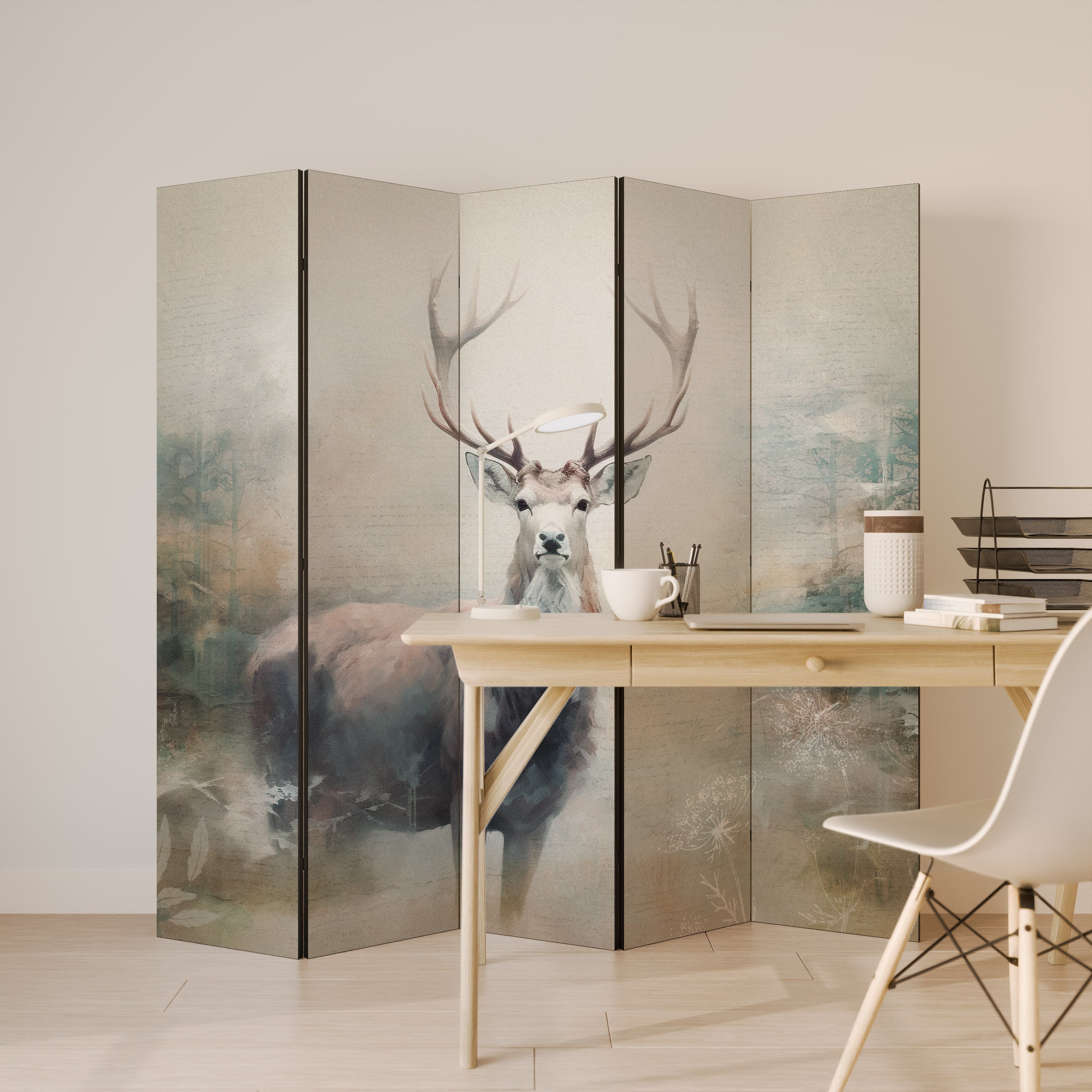 FOREST KING Dekorativer 5-teiliger Raumteiler