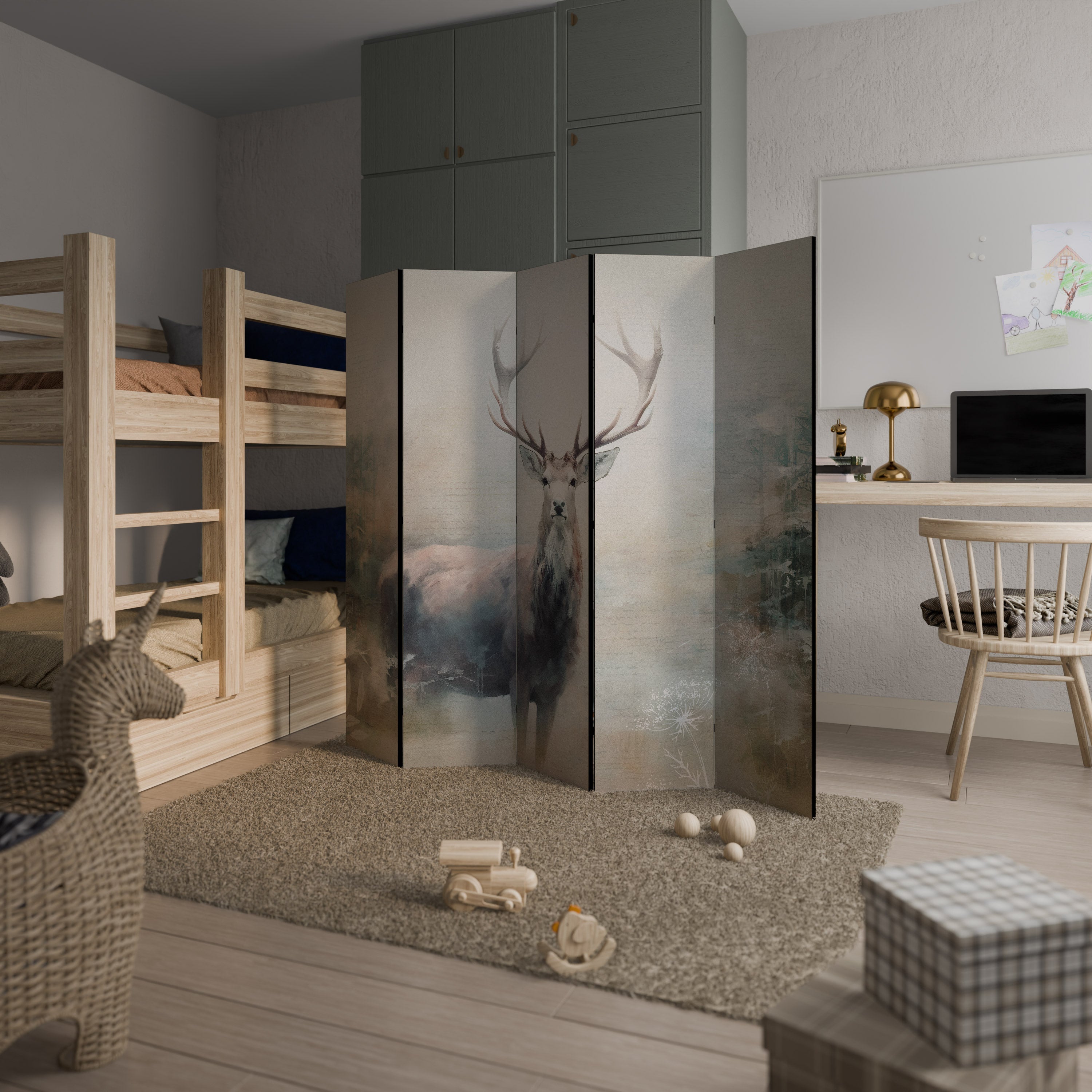 FOREST KING Dekorativer 5-teiliger Raumteiler