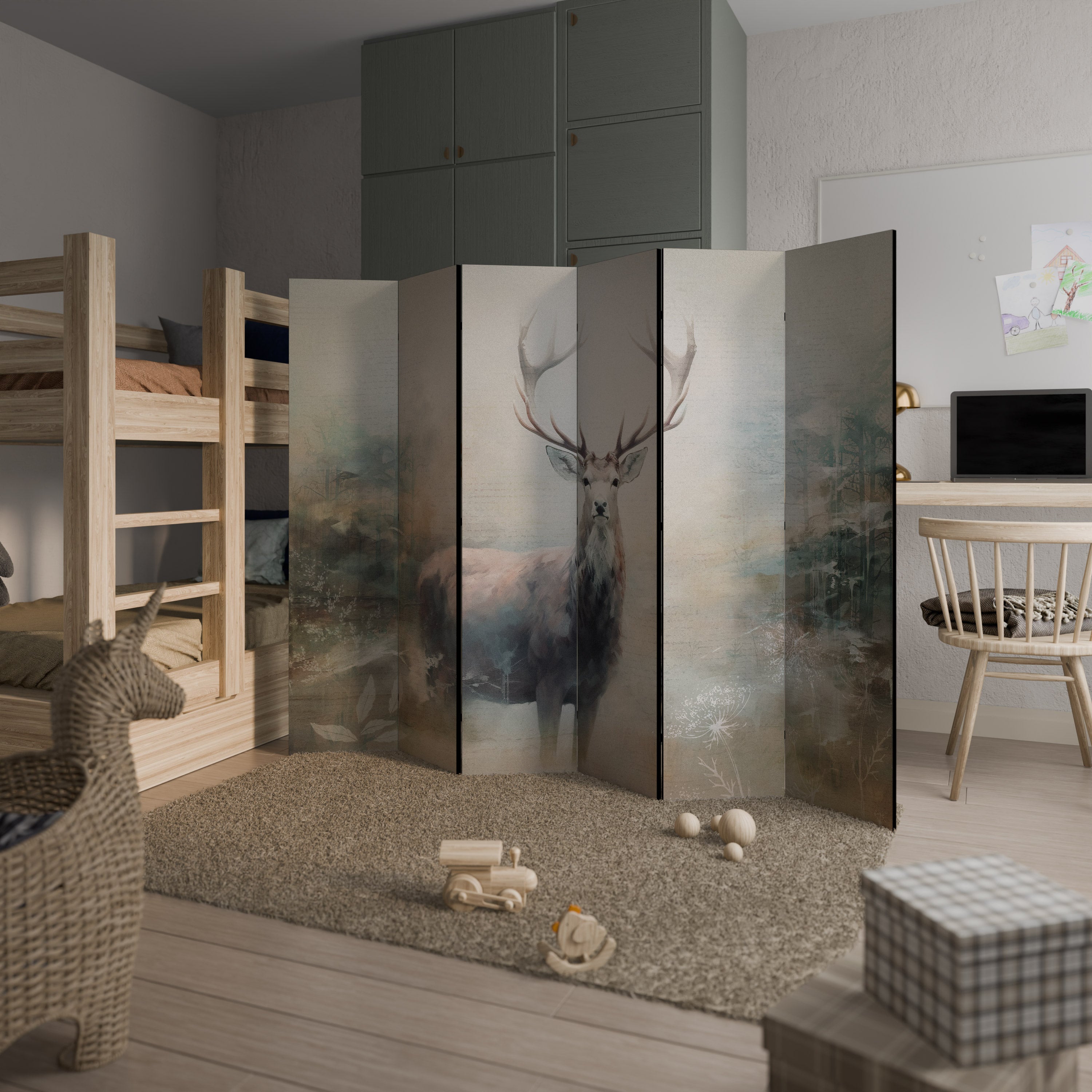 FOREST KING Dekorativer 6-teiliger Raumteiler