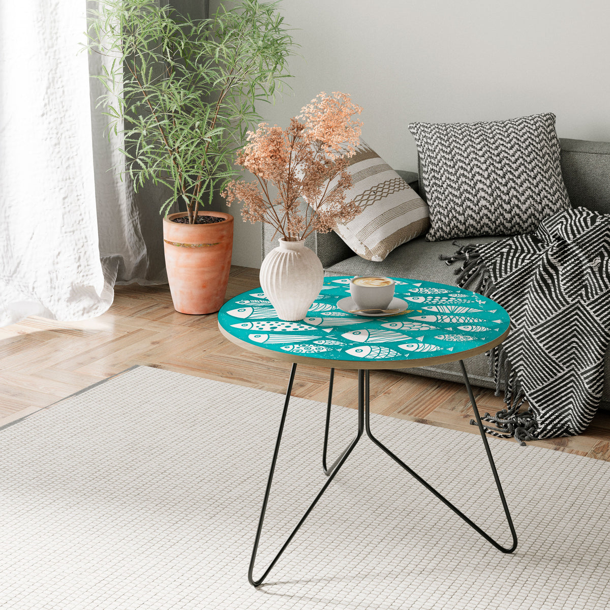 FISHY FOLK ART Coffee Table