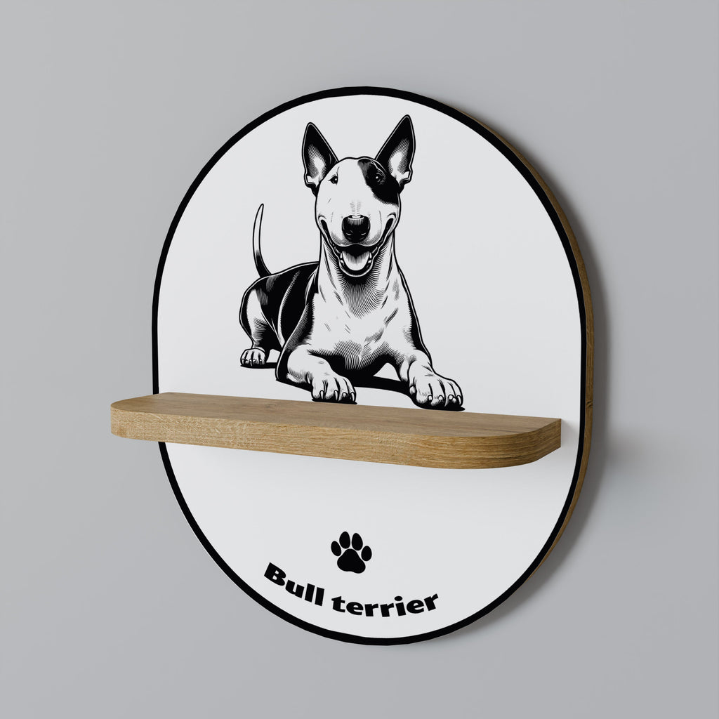 Ovales Kunstregal „BULL TERRIER“ in Eichenoptik