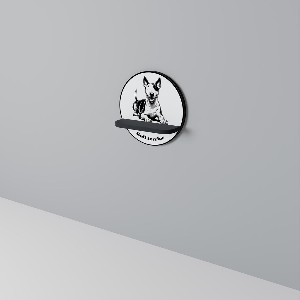 BULL TERRIER Rundes Kunstregal in Schwarz