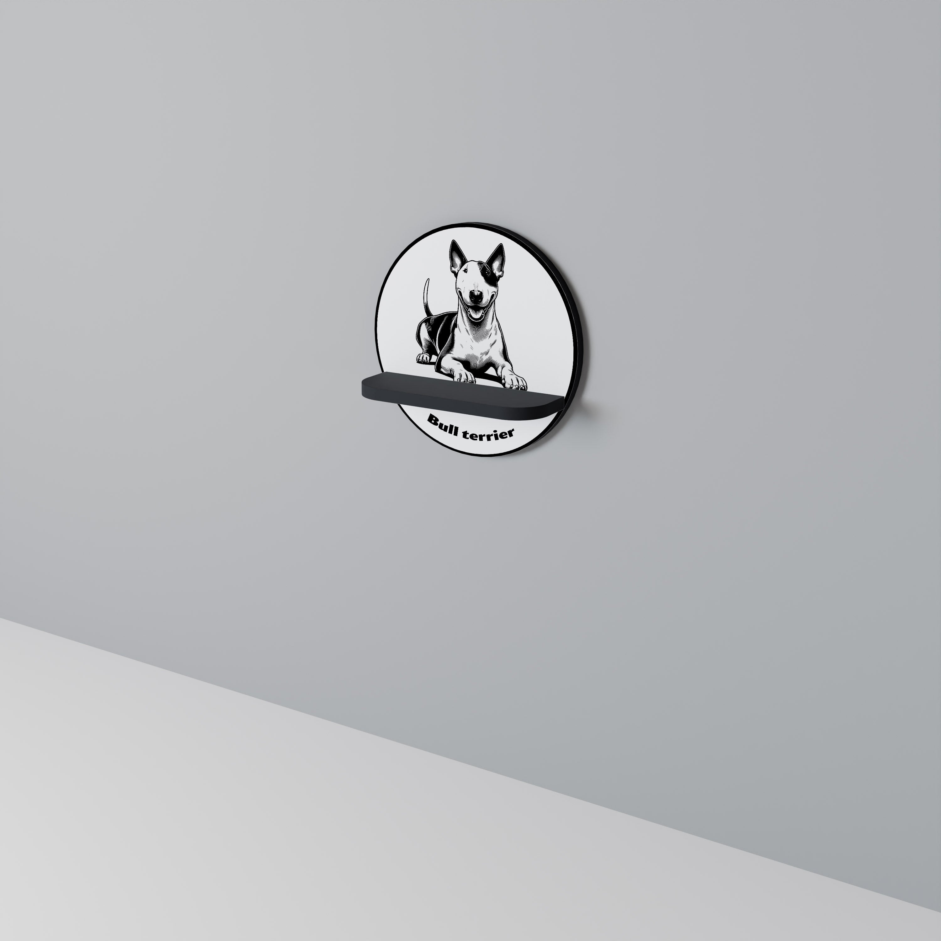 BULL TERRIER Rundes Kunstregal in Schwarz