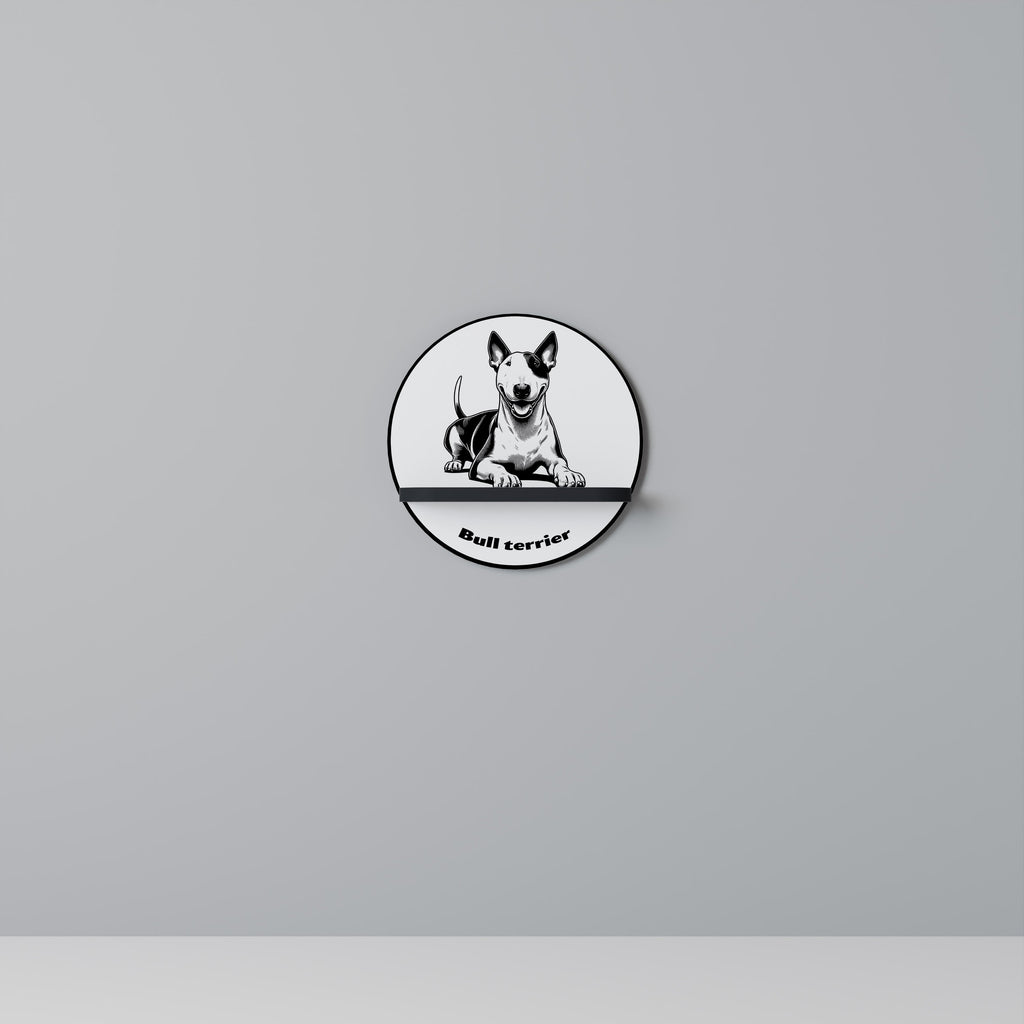 BULL TERRIER Rundes Kunstregal in Schwarz