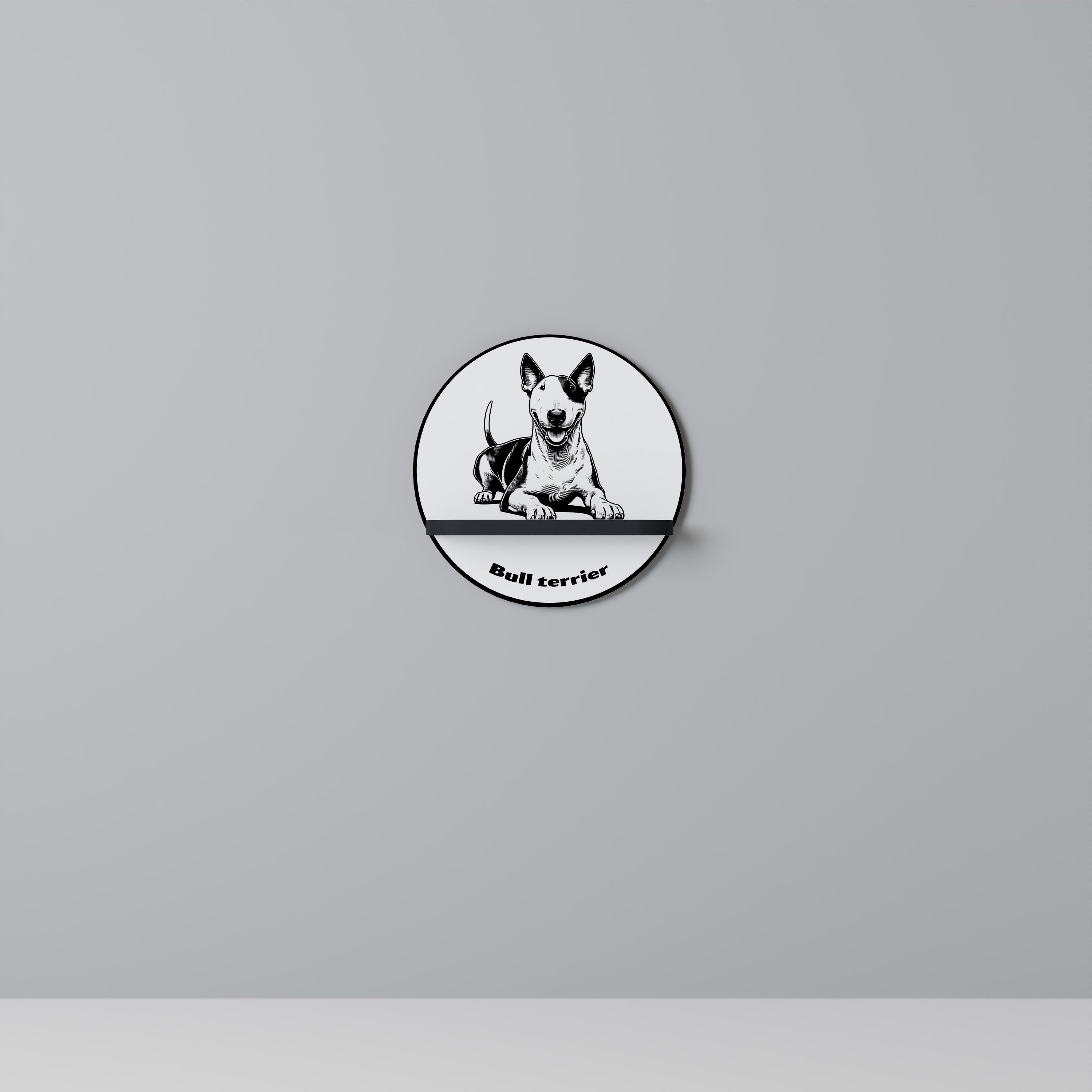 BULL TERRIER Rundes Kunstregal in Schwarz