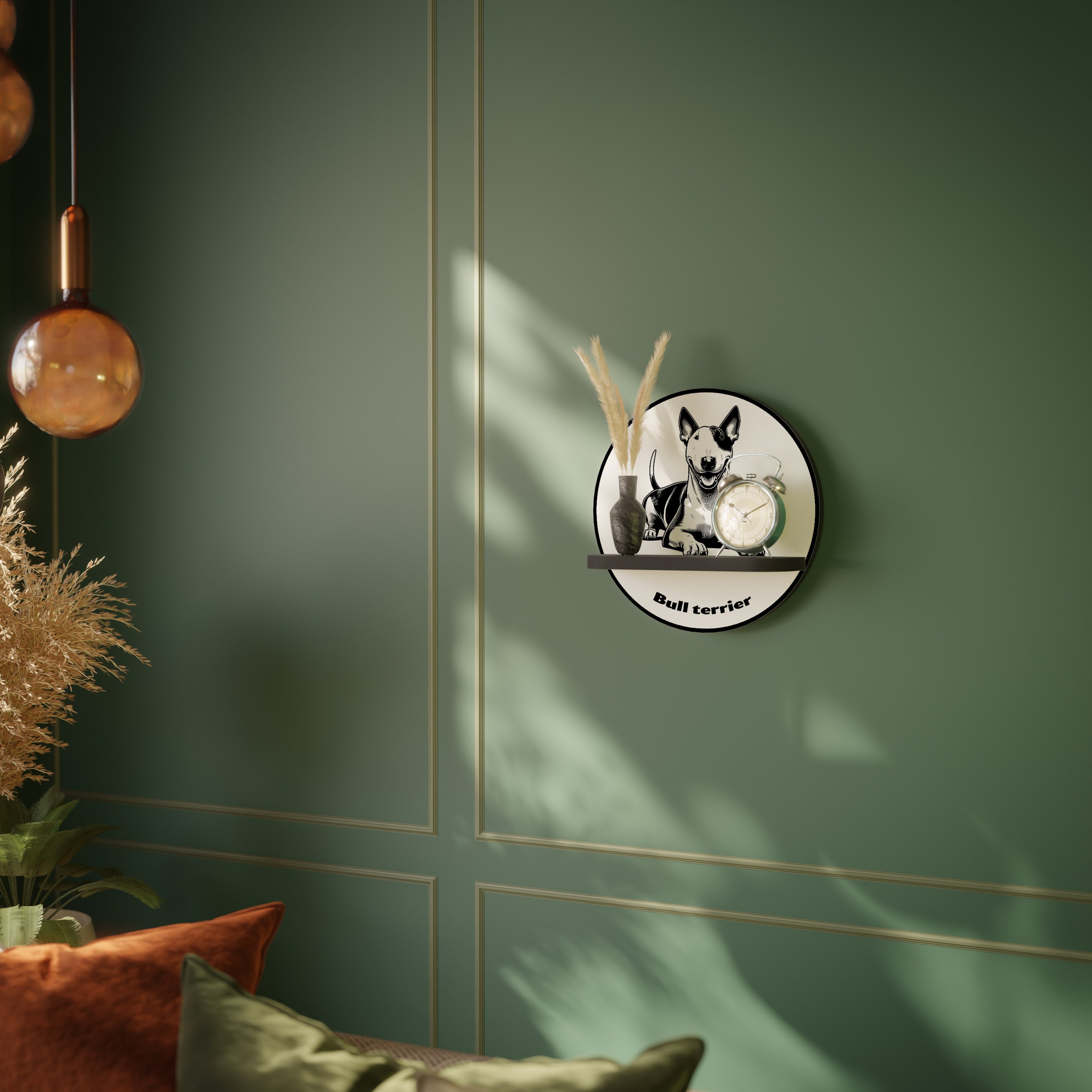 BULL TERRIER Rundes Kunstregal in Schwarz