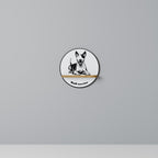 BULL TERRIER Round Art Shelf In Oak Effect