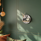 BULL TERRIER Round Art Shelf In Oak Effect