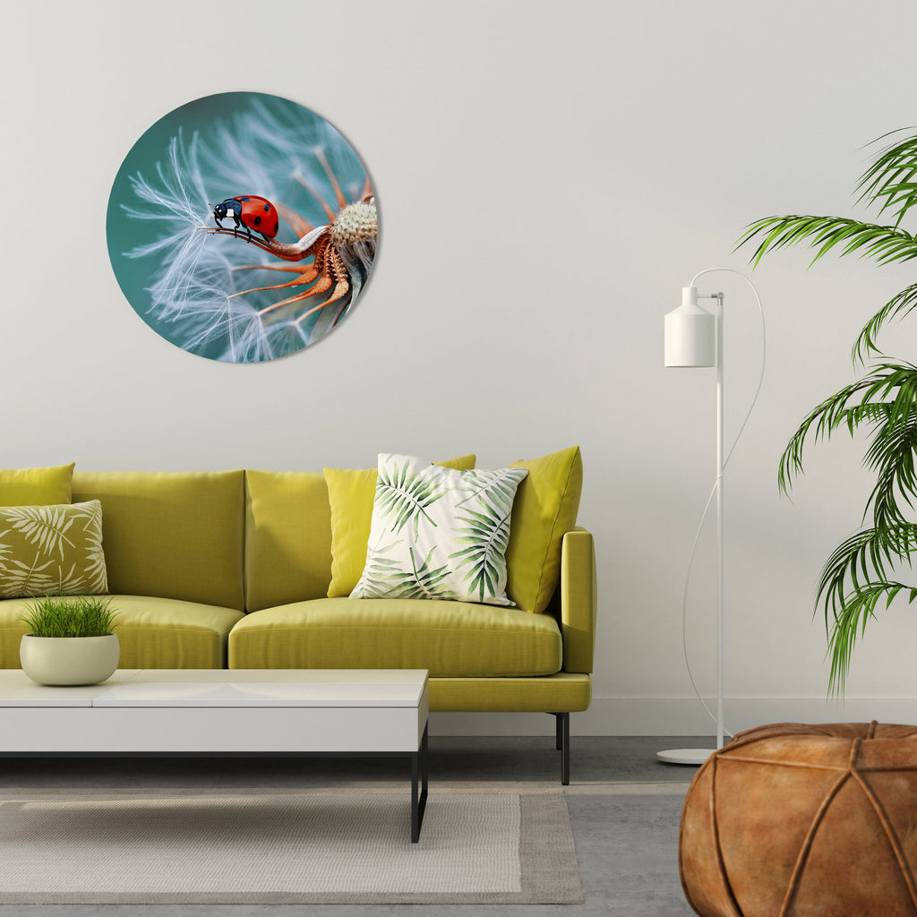 LADYBUG BALANCE Runde Wandkunst