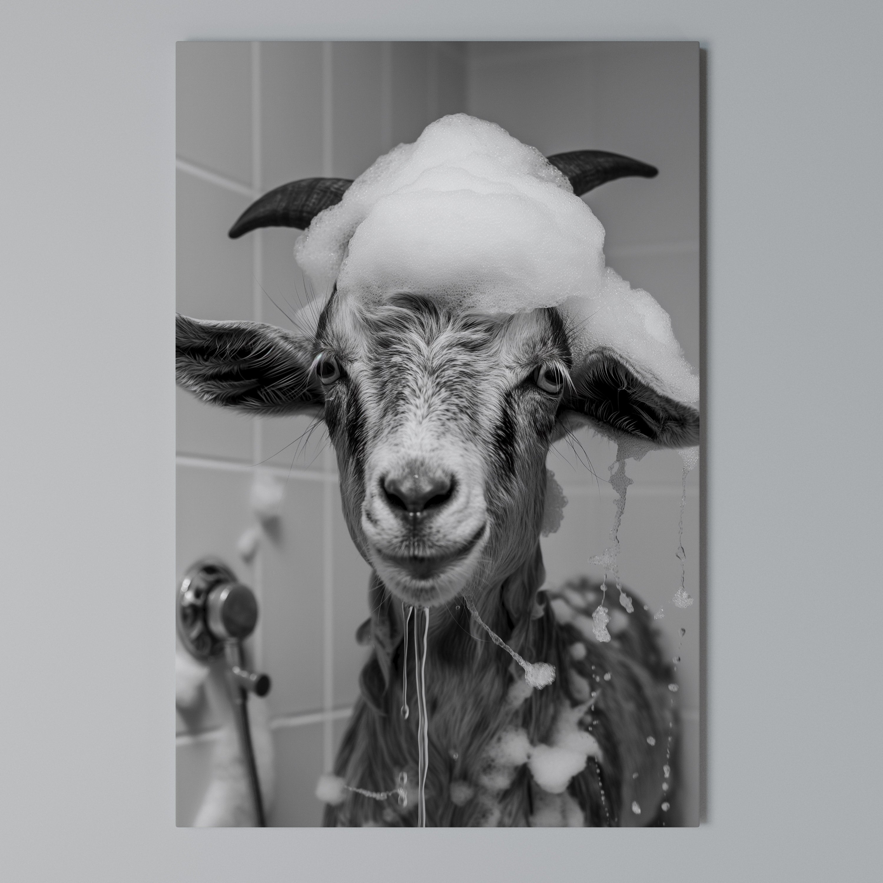 SOAPY GOAT GIGGLES Vertical Canvas Print