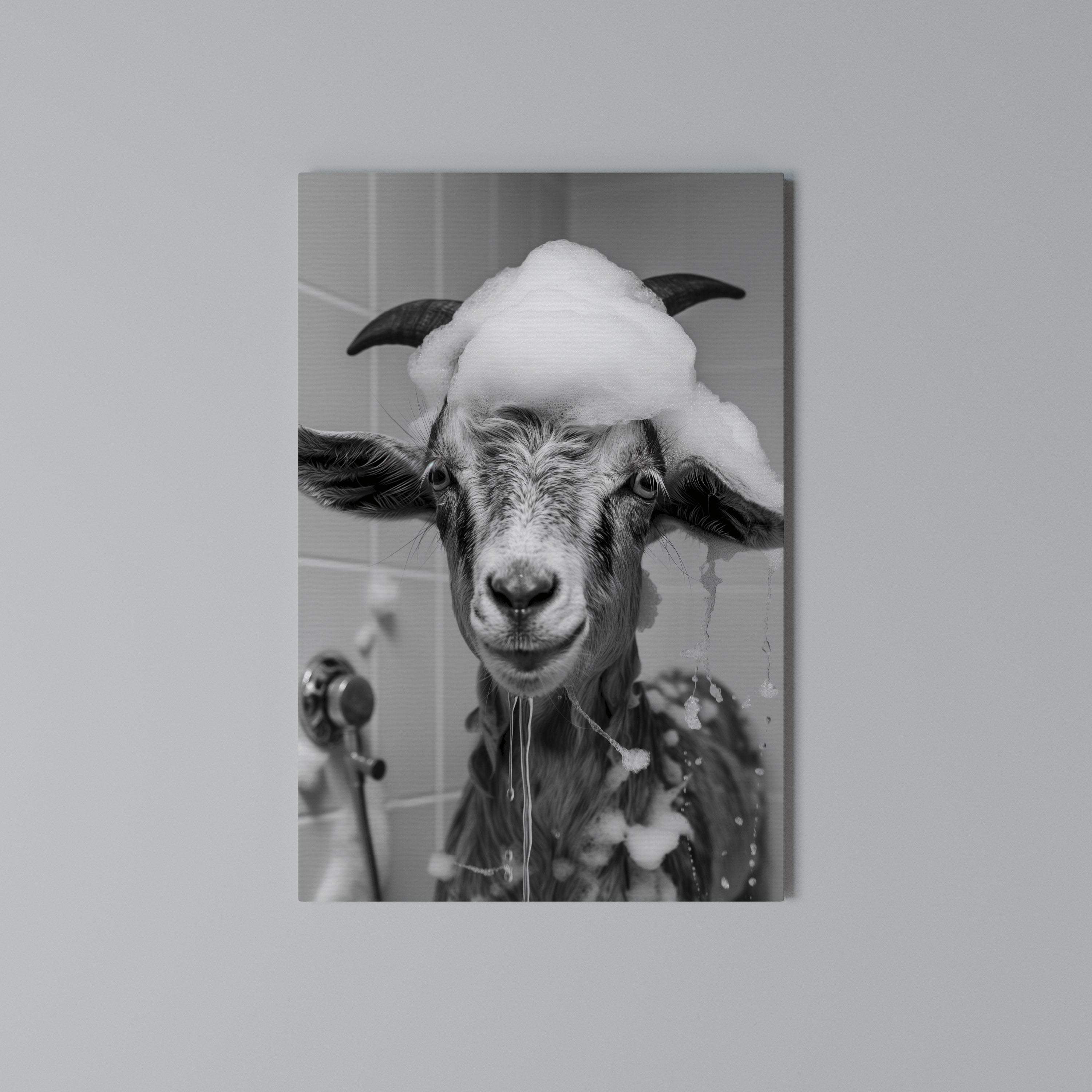 SOAPY GOAT GIGGLES Vertical Canvas Print