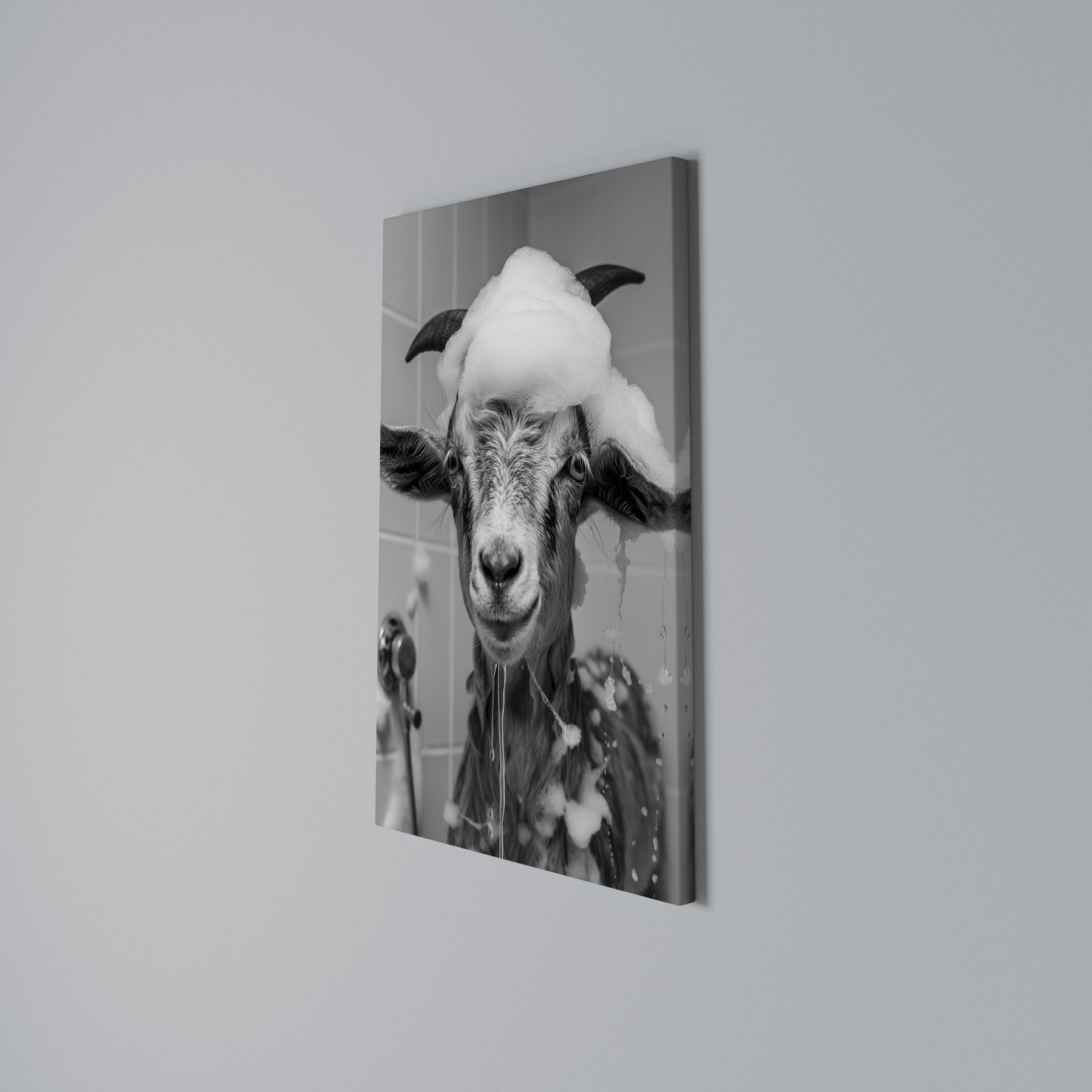 SOAPY GOAT GIGGLES Vertical Canvas Print