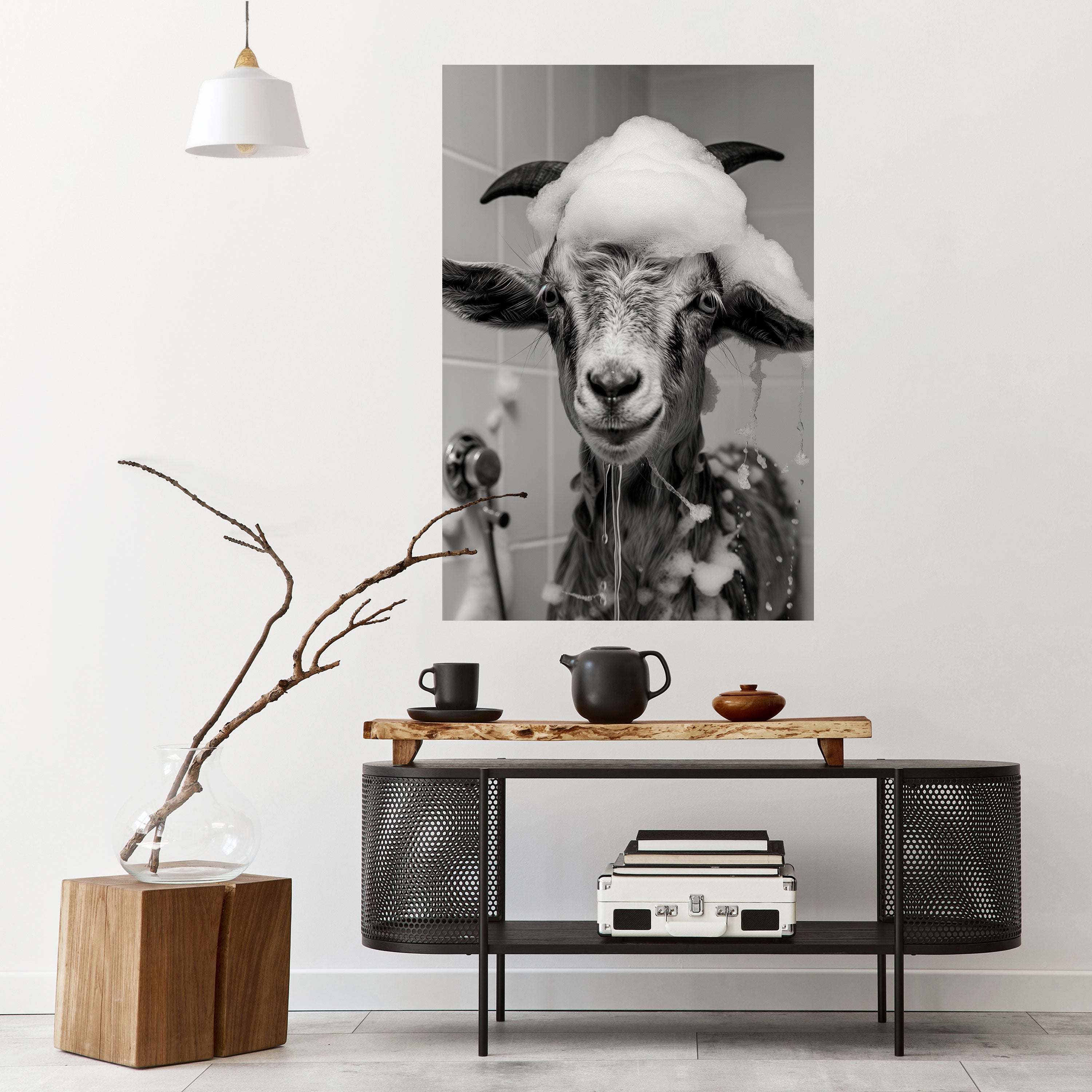 SOAPY GOAT GIGGLES Vertikales Poster zum Abziehen und Aufkleben