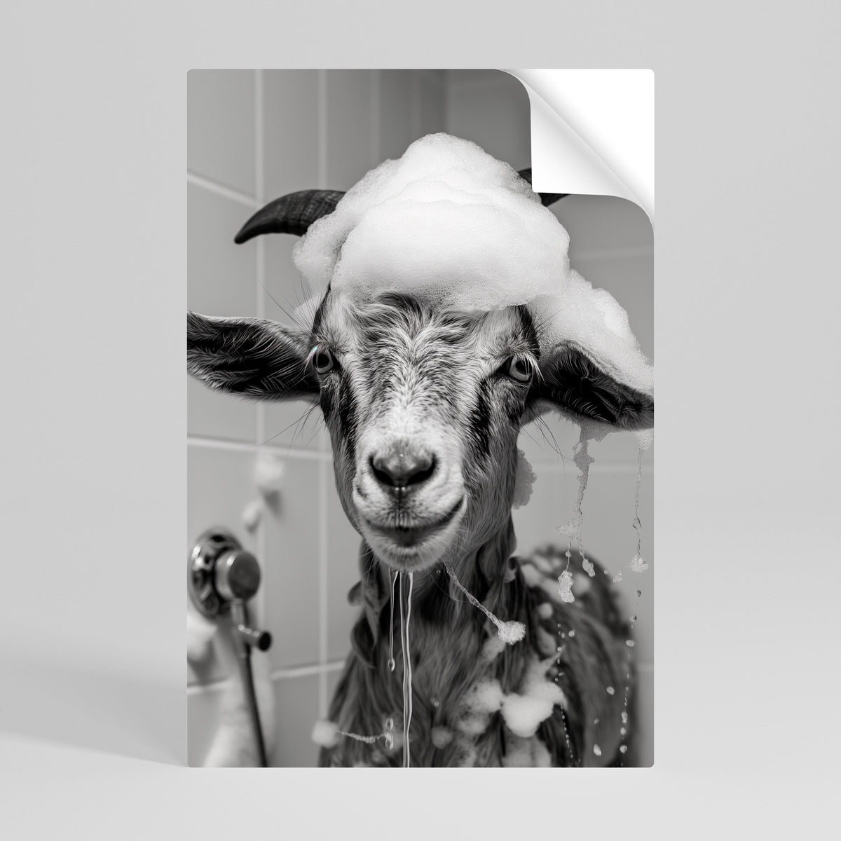 SOAPY GOAT GIGGLES Selbstklebendes Poster - Hochformat