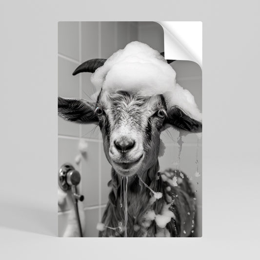 SOAPY GOAT GIGGLES Selbstklebendes Poster - Hochformat
