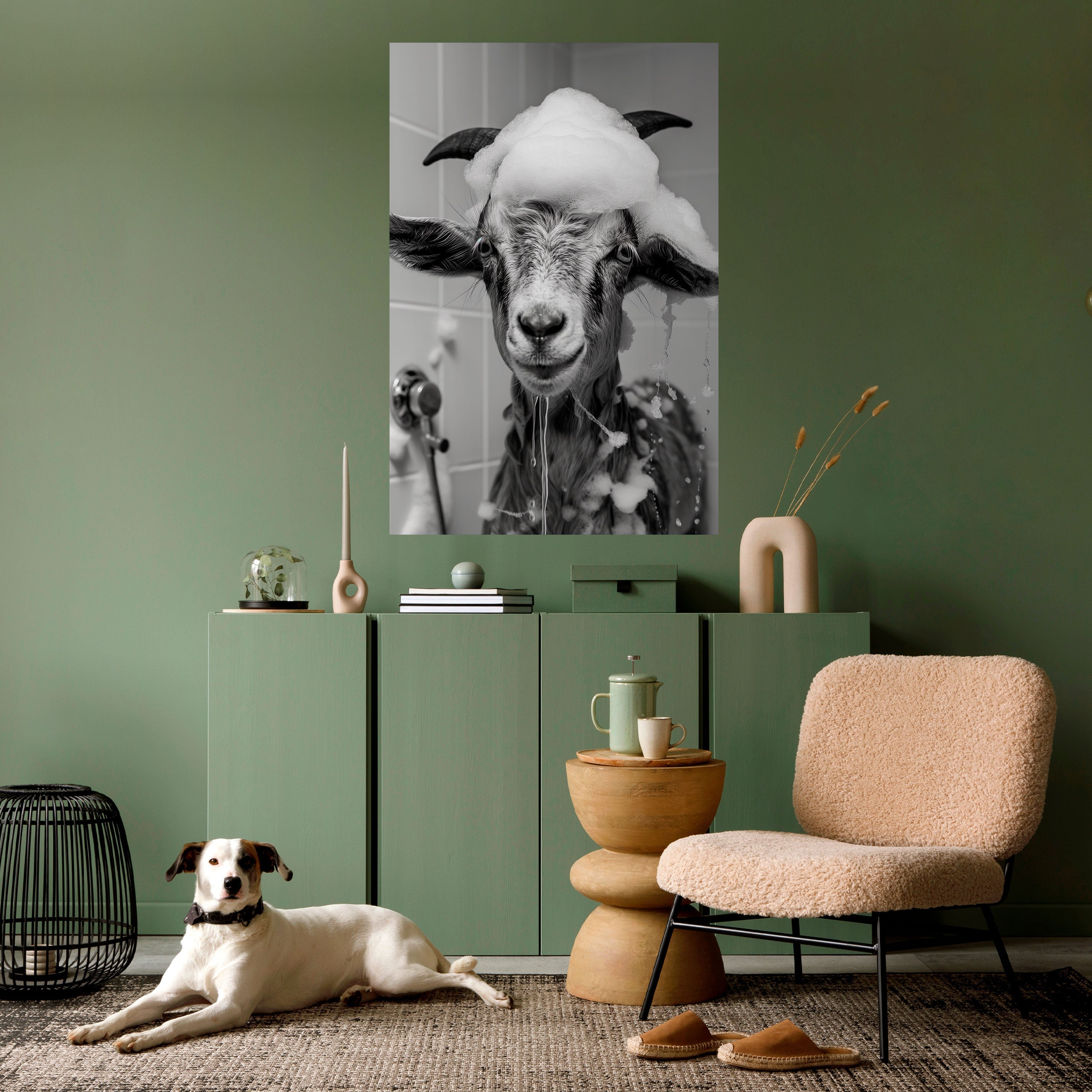 SOAPY GOAT GIGGLES Vertikales Poster zum Abziehen und Aufkleben