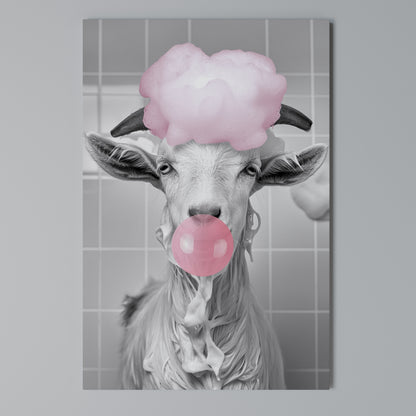 BUBBLEGUM BOVINE BLISS Vertical Canvas Print