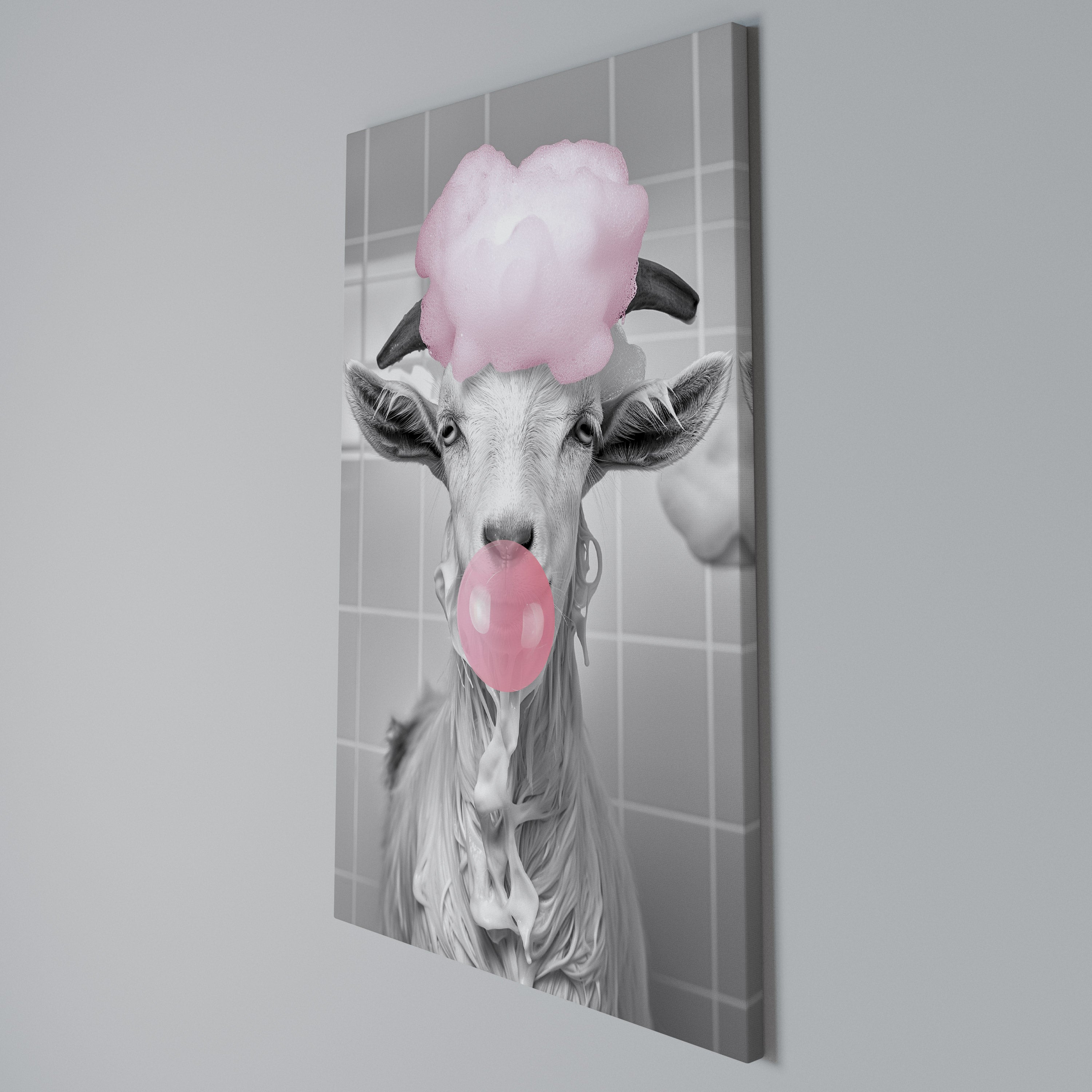 BUBBLEGUM BOVINE BLISS Vertical Canvas Print