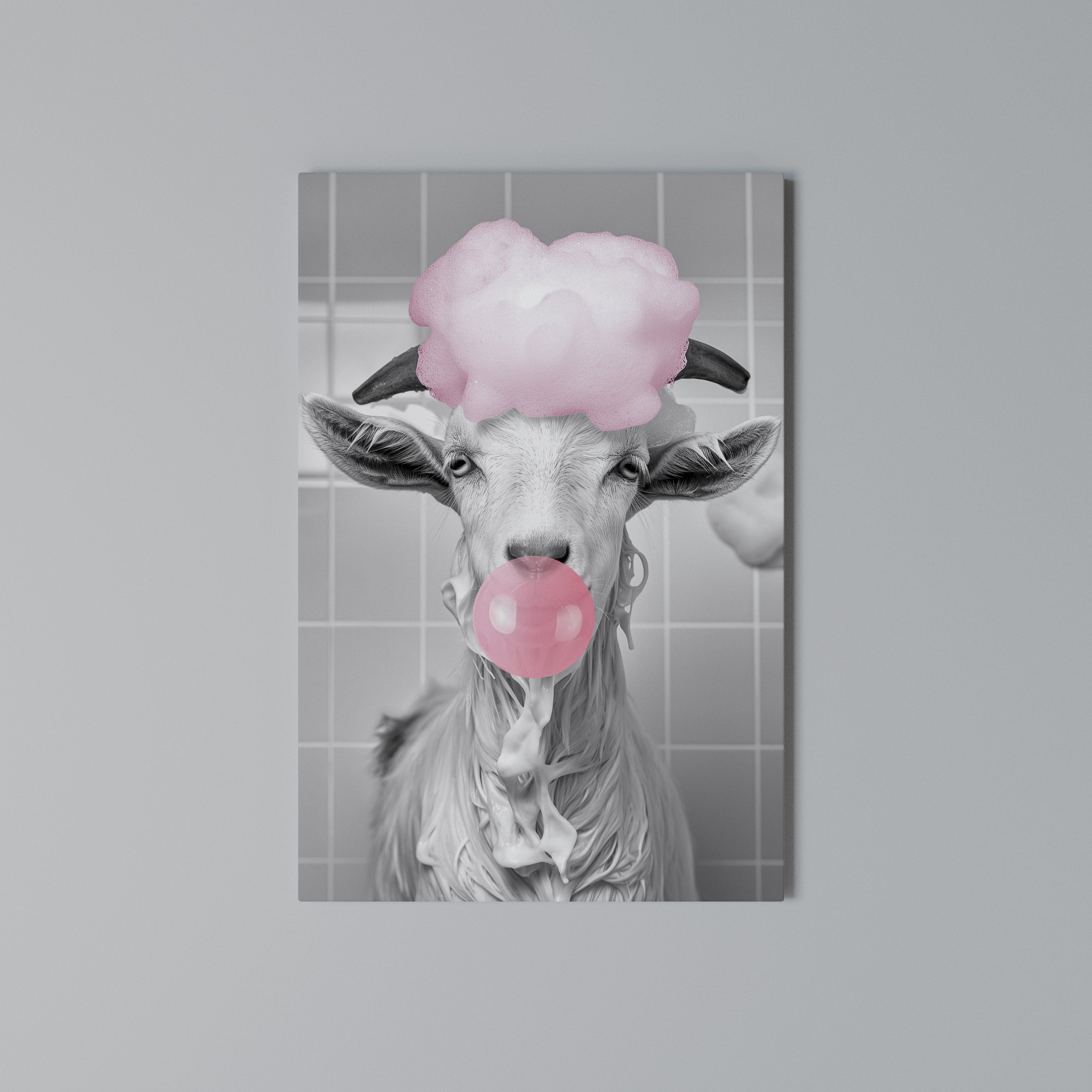 BUBBLEGUM BOVINE BLISS Vertical Canvas Print