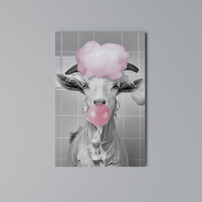BUBBLEGUM BOVINE BLISS Vertical Canvas Print