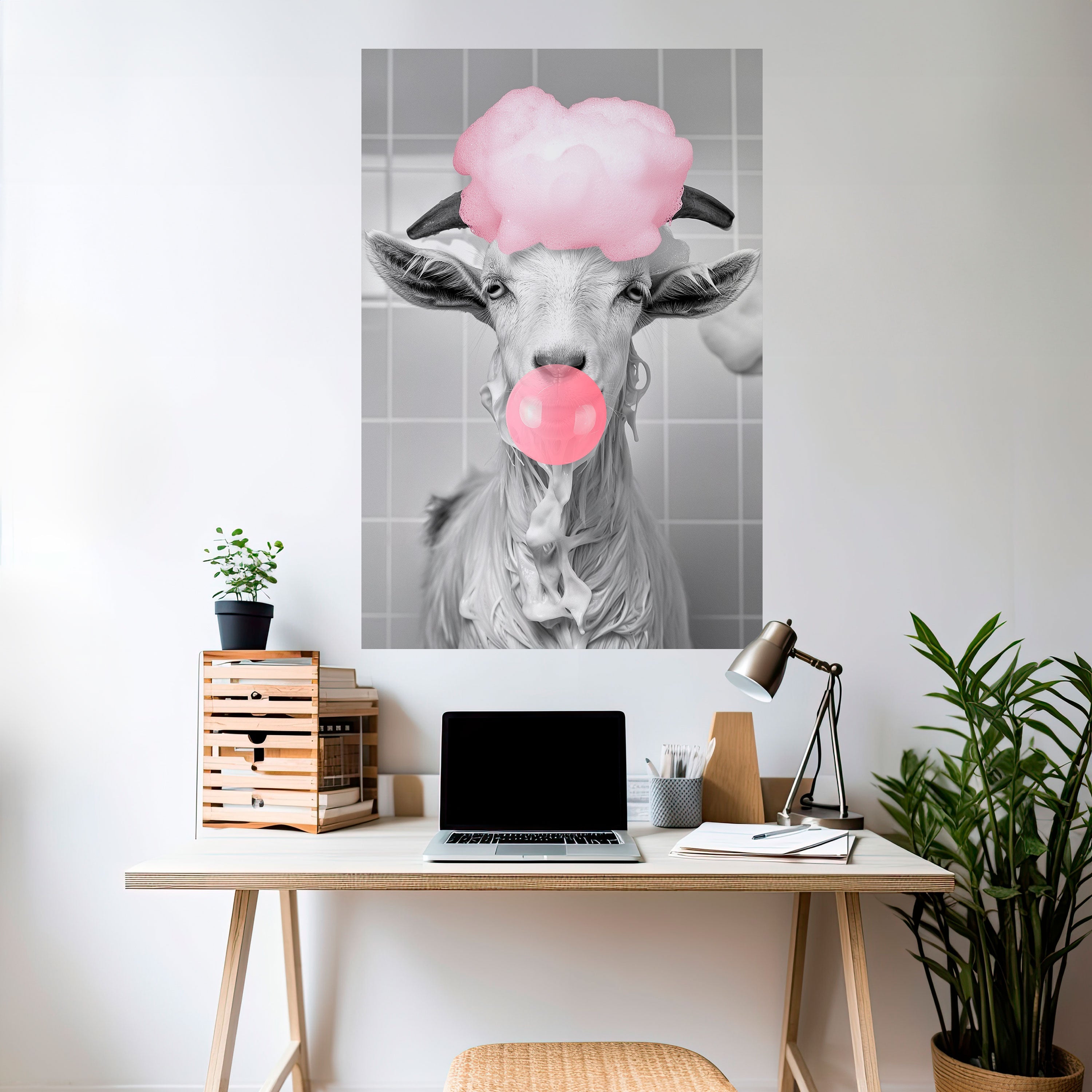 BUBBLEGUM BOVINE BLISS Vertikales Poster zum Abziehen und Aufkleben